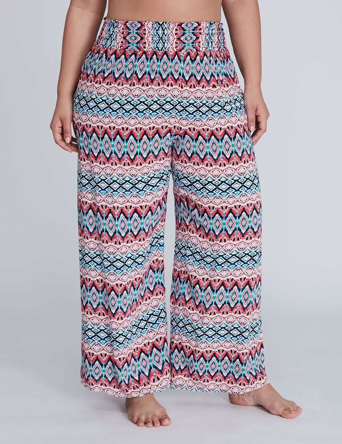 Lane Bryant Women's Woven Cover - Up Beach Pant 26 / 28 Vibrant Lines