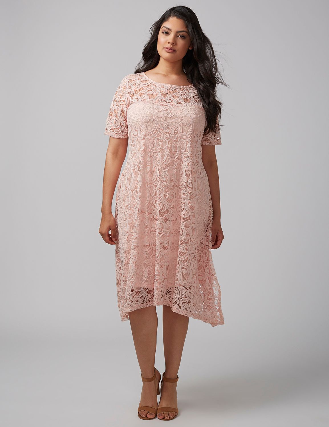 lane bryant pink lace dress