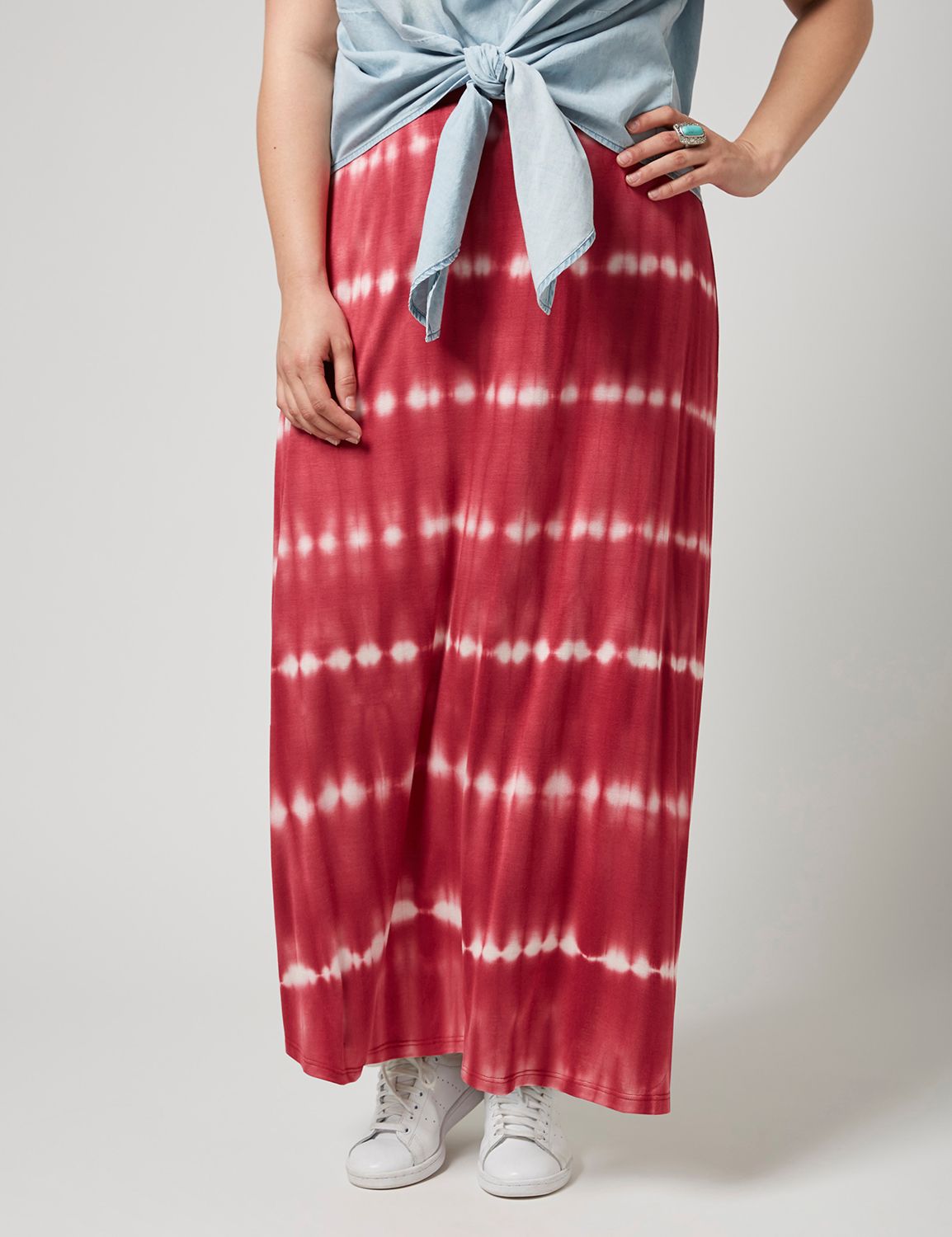 Lane Bryant Women's Fast Lane Tie - dye Maxi Skirt 14 / 16 Rumba Red