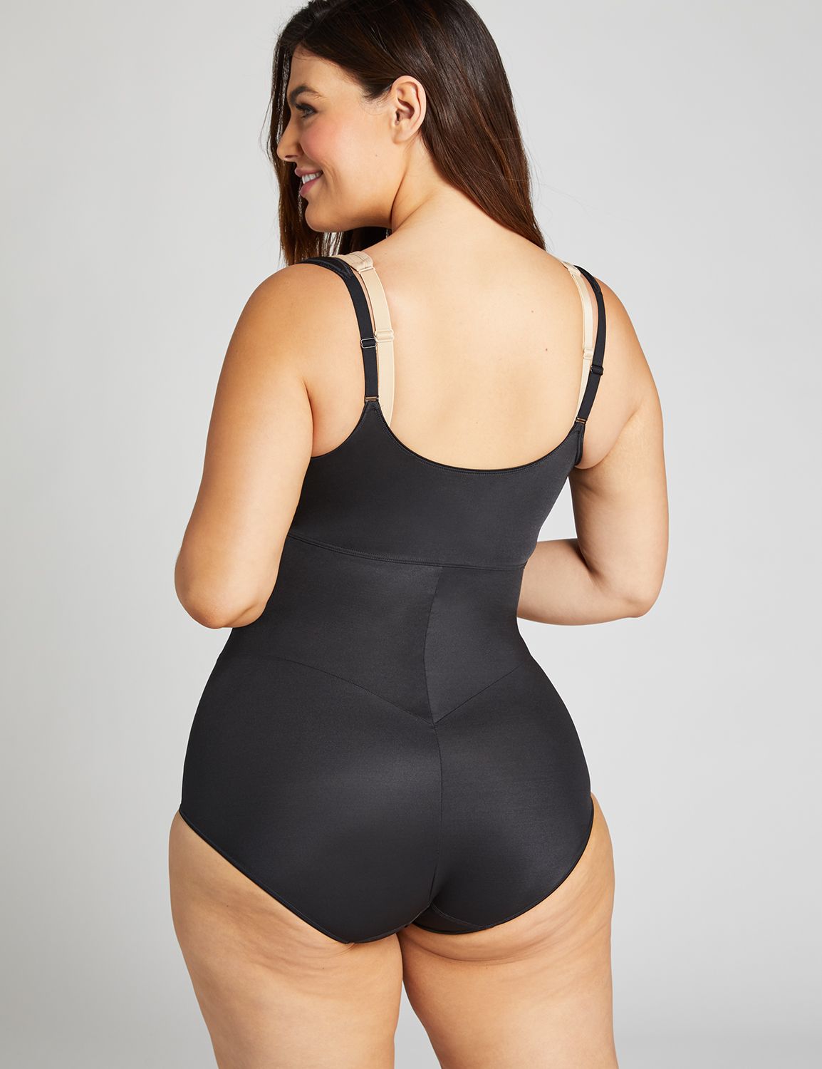 Cacique by Lane Bryant. Open-bust thigh shaper.