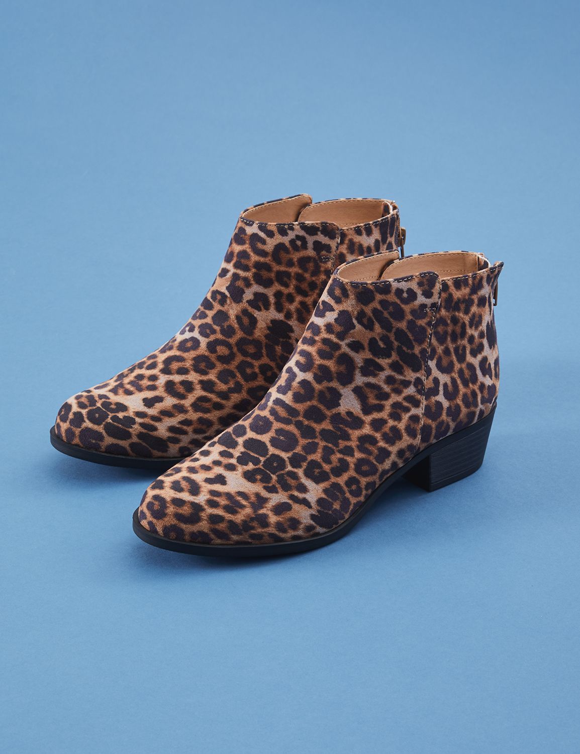 wide width leopard booties