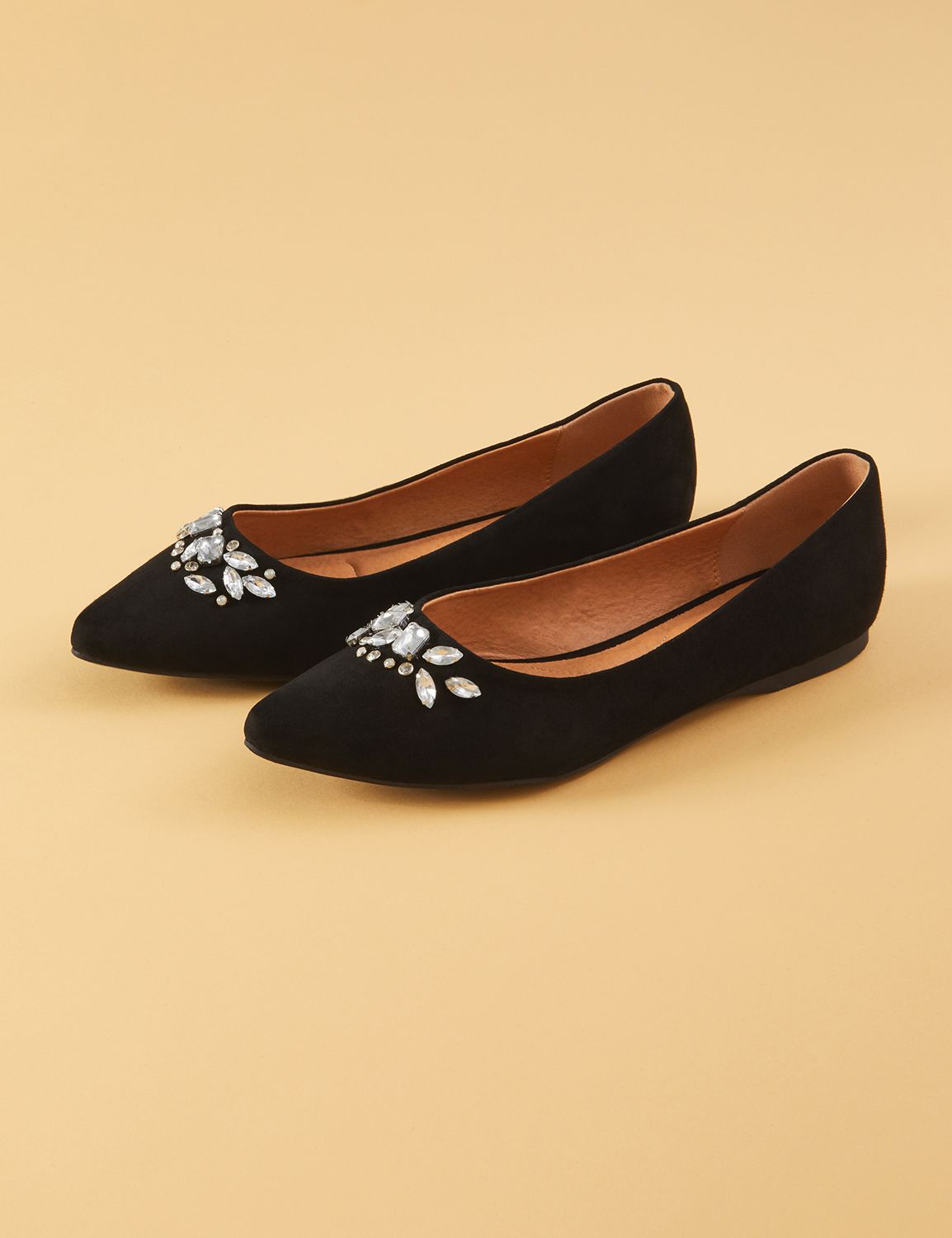 pointed toe embellished flats