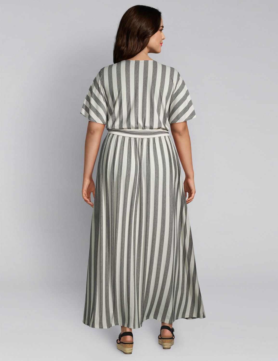 striped maxi dress with sleeves