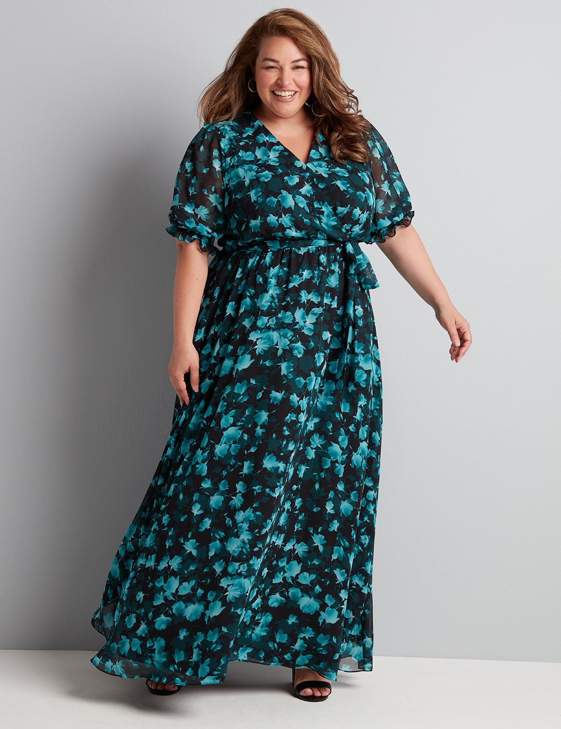 lane bryant blue floral dress