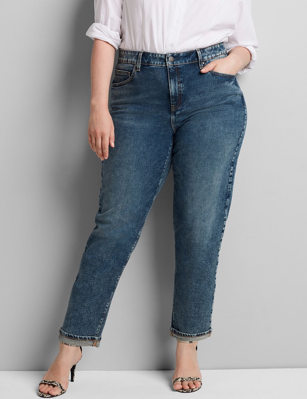 high waisted girlfriend jeans