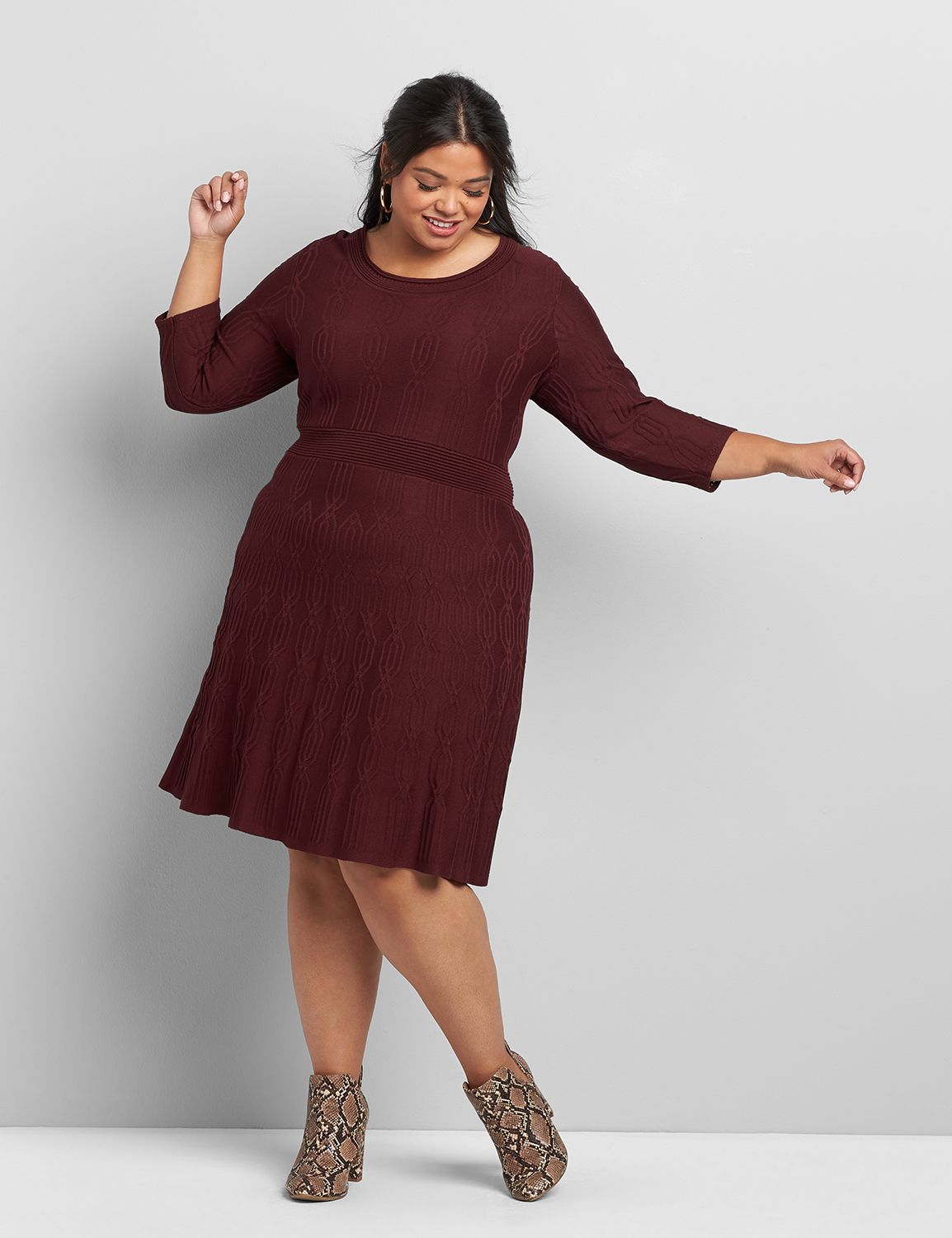 fit and flare sweater dress long sleeve