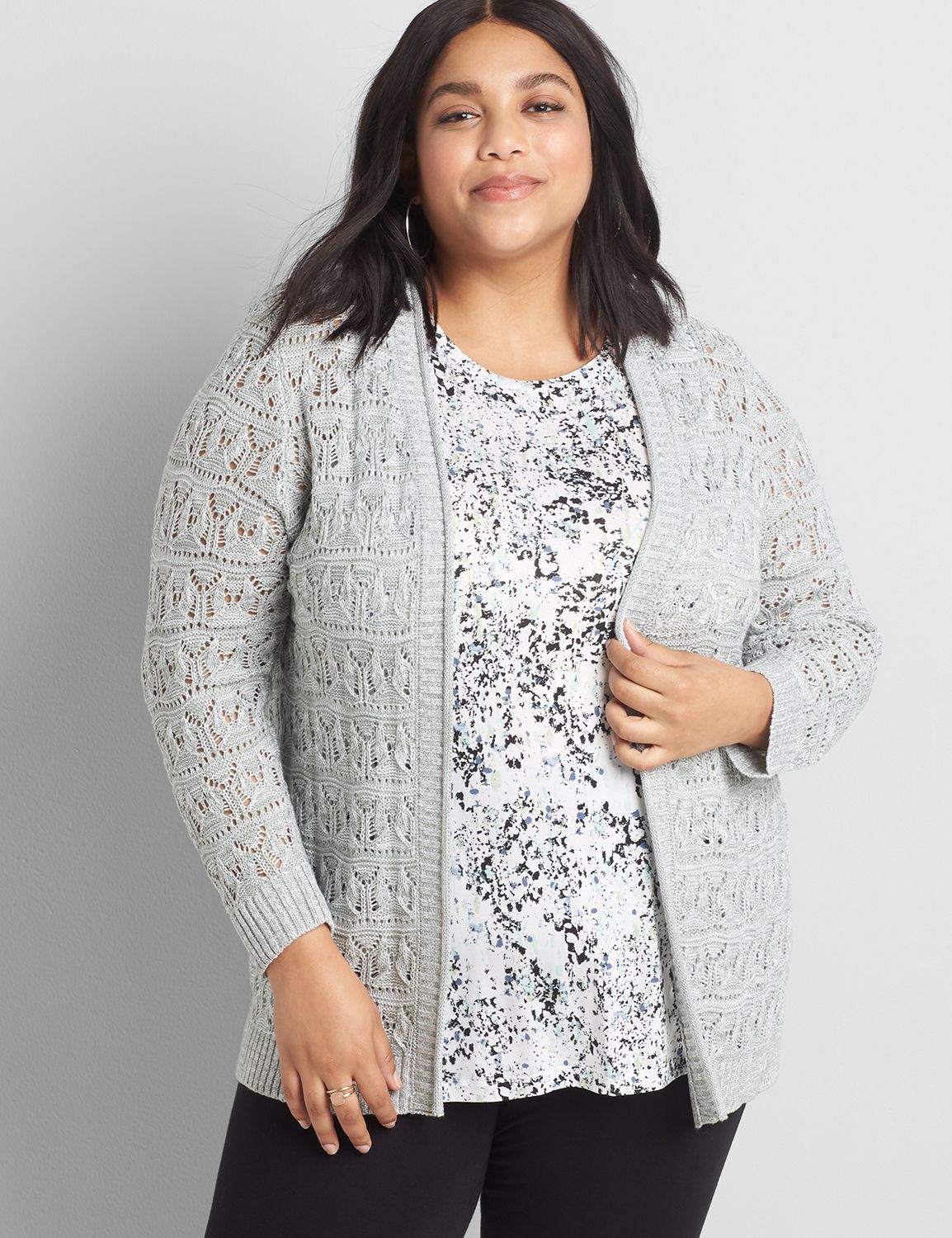pointelle stitch cardigan