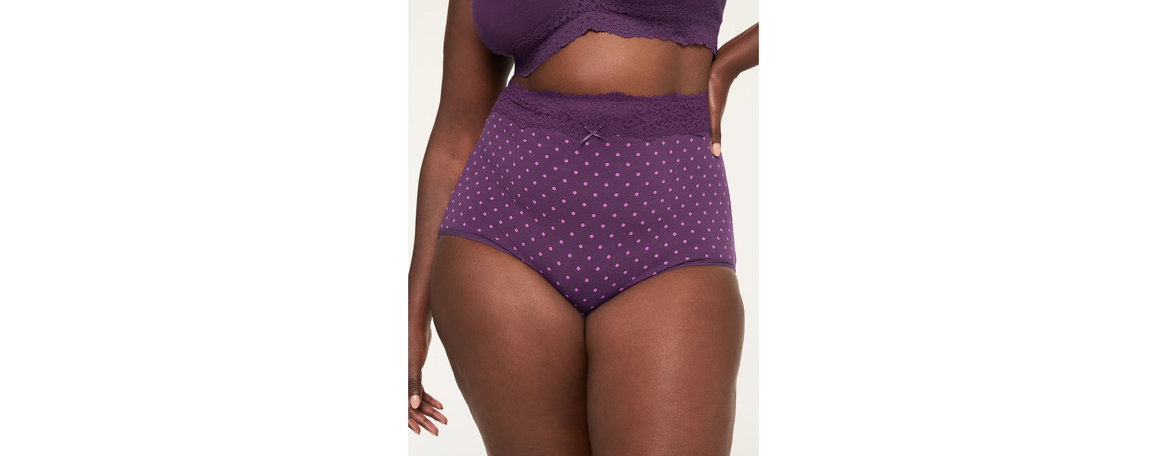 Cotton High-Waist Brief Panty With Lace Waist