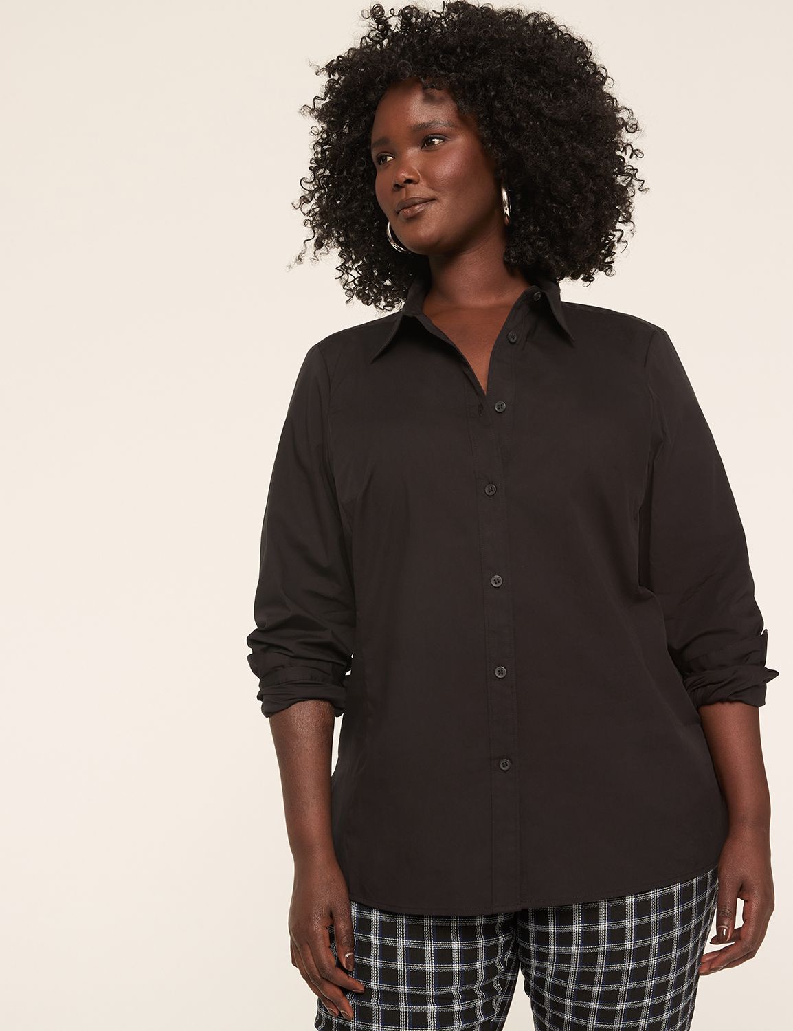 Button-Front No-Peek Girlfriend Shirt