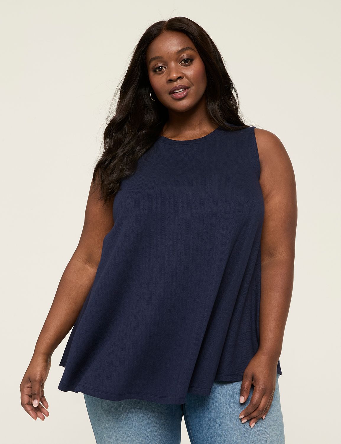 Swing Crew-Neck Textured-Knit Tank
