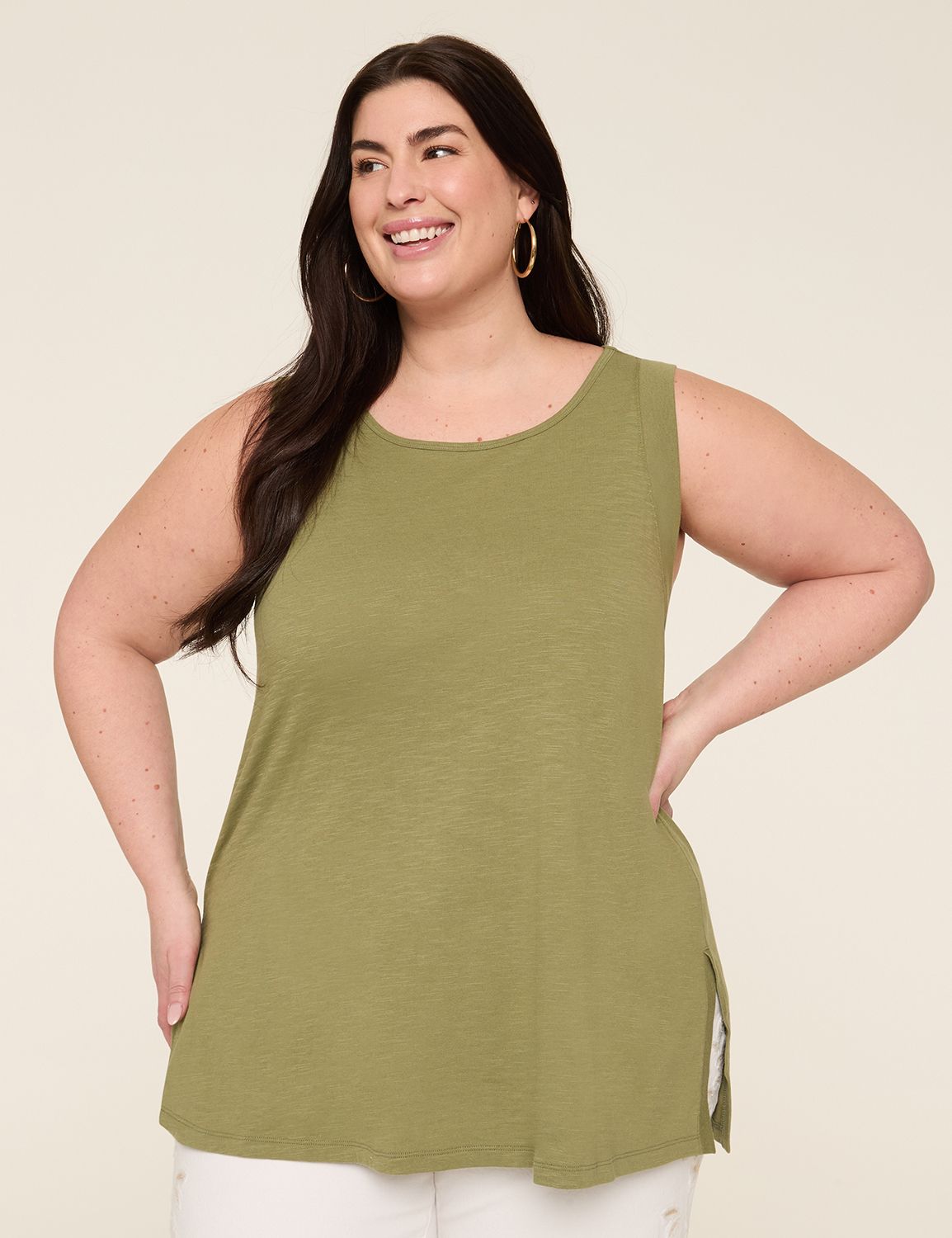 Trim-Detail Crew-Neck Tank