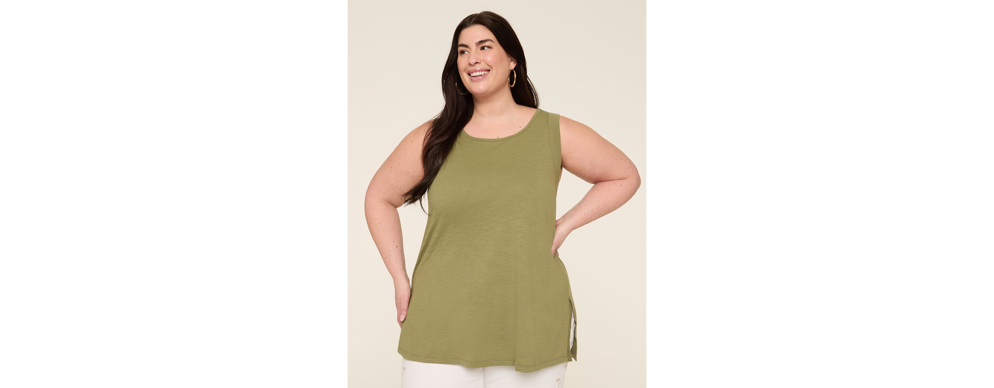 Trim-Detail Crew-Neck Tank
