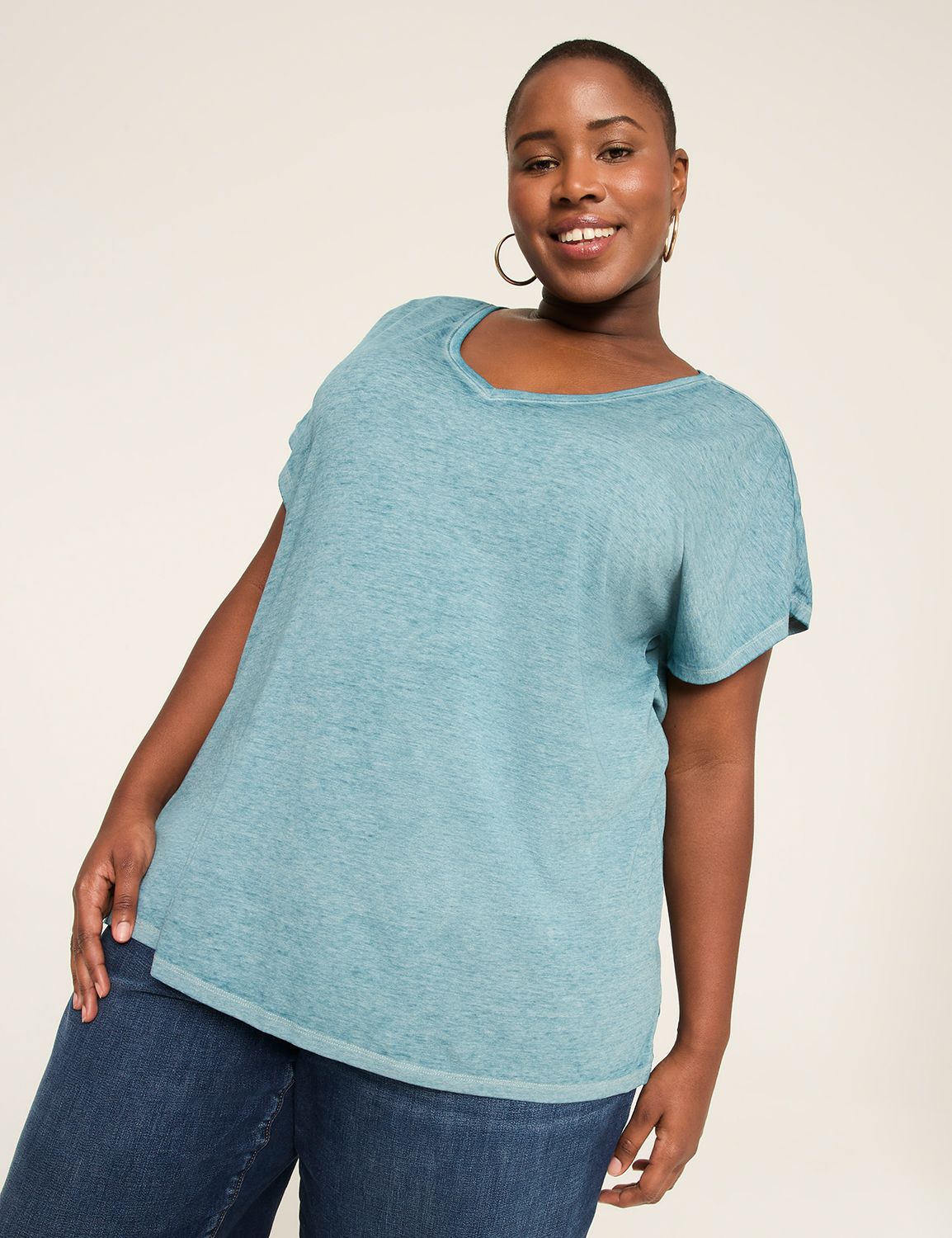 Dolman-Sleeve V-Neck Tee