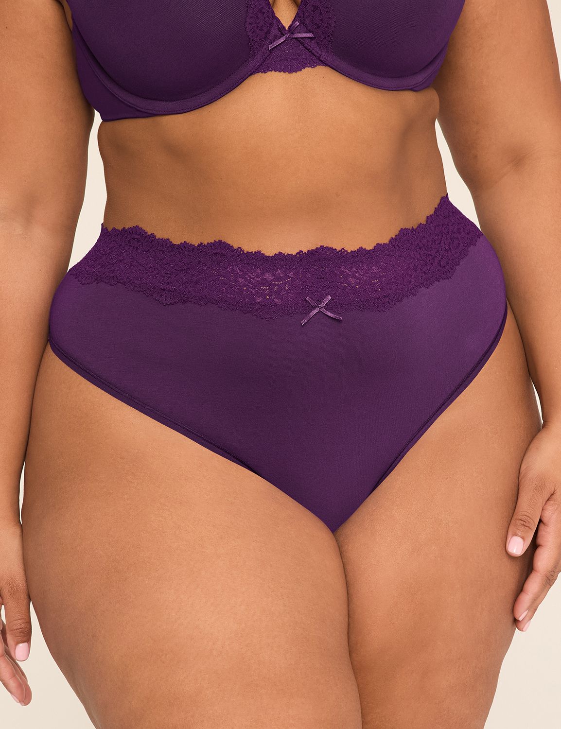 Cotton Lace-Waist Thong