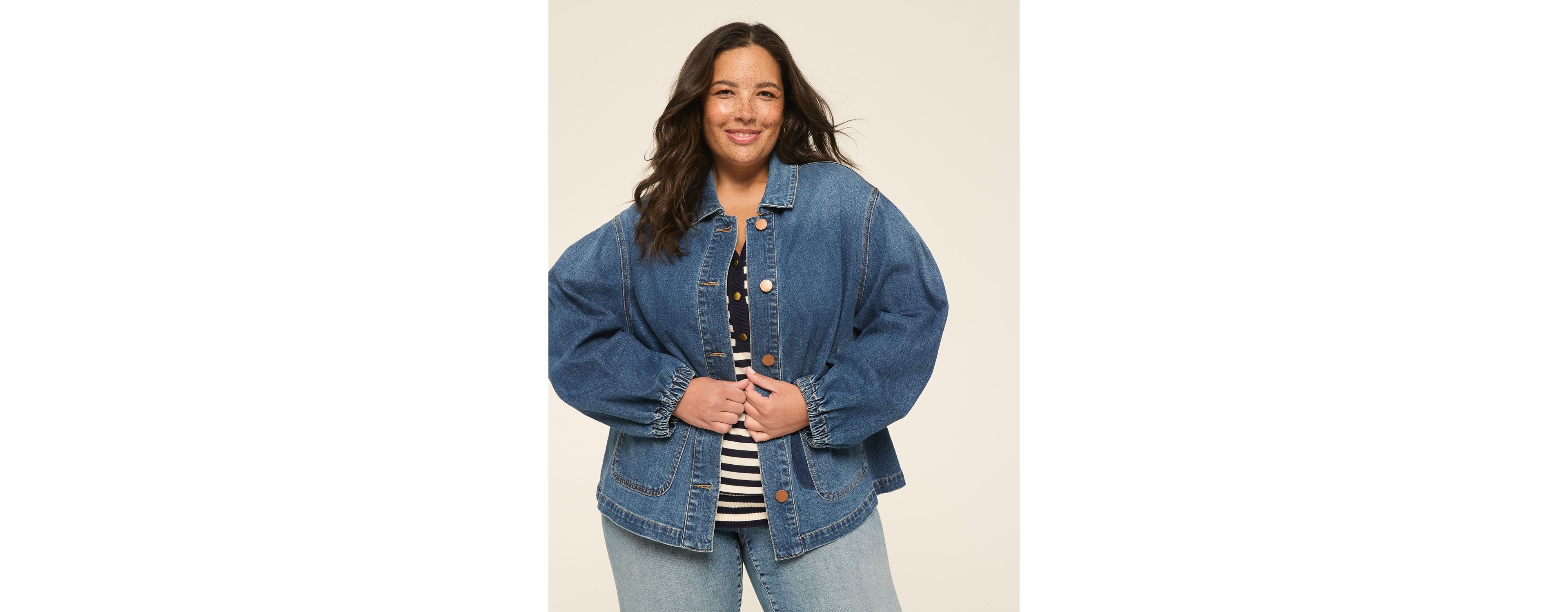 Blouson-Sleeve Denim Jacket