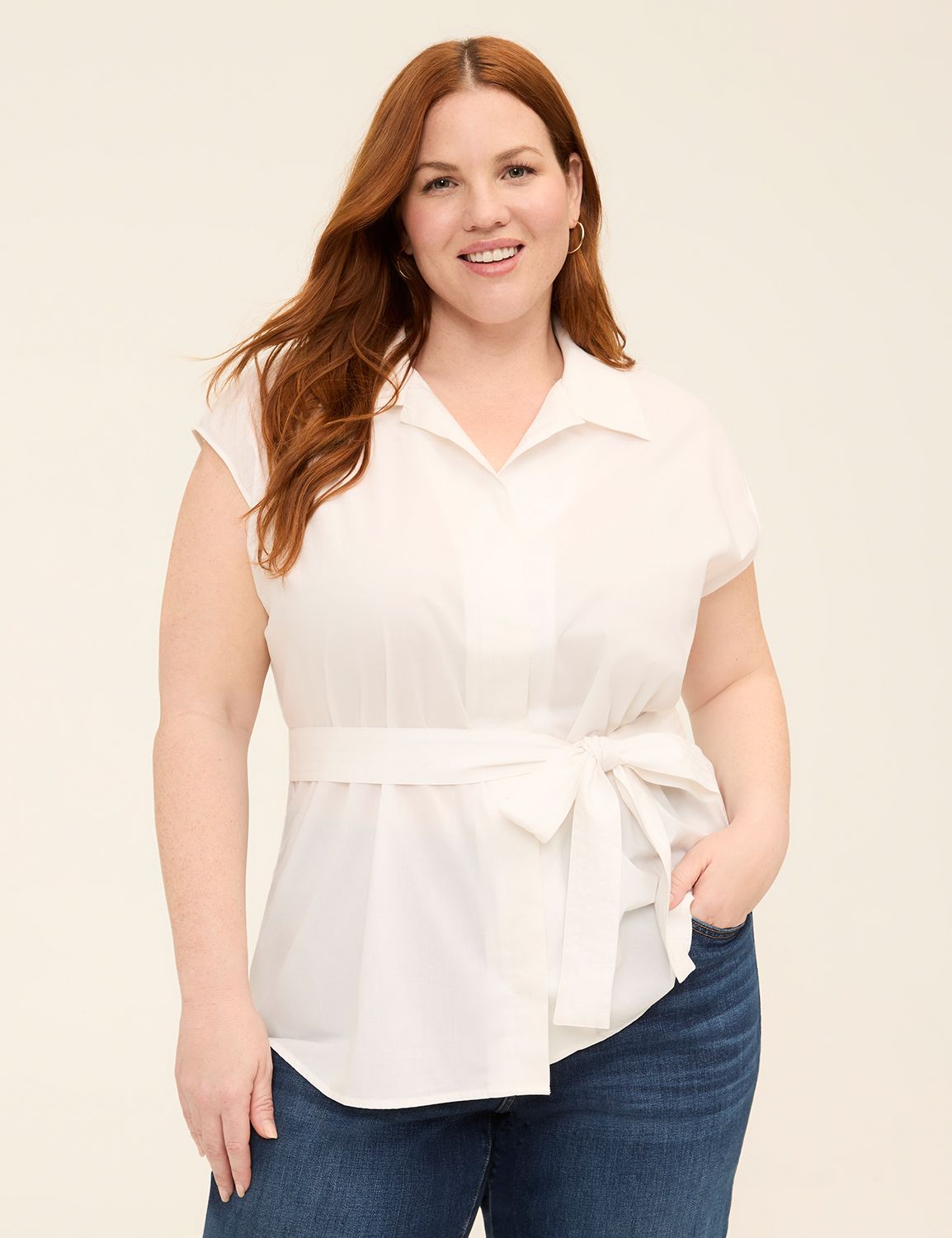 Relaxed Dolman-Sleeve Button-Front Blouse