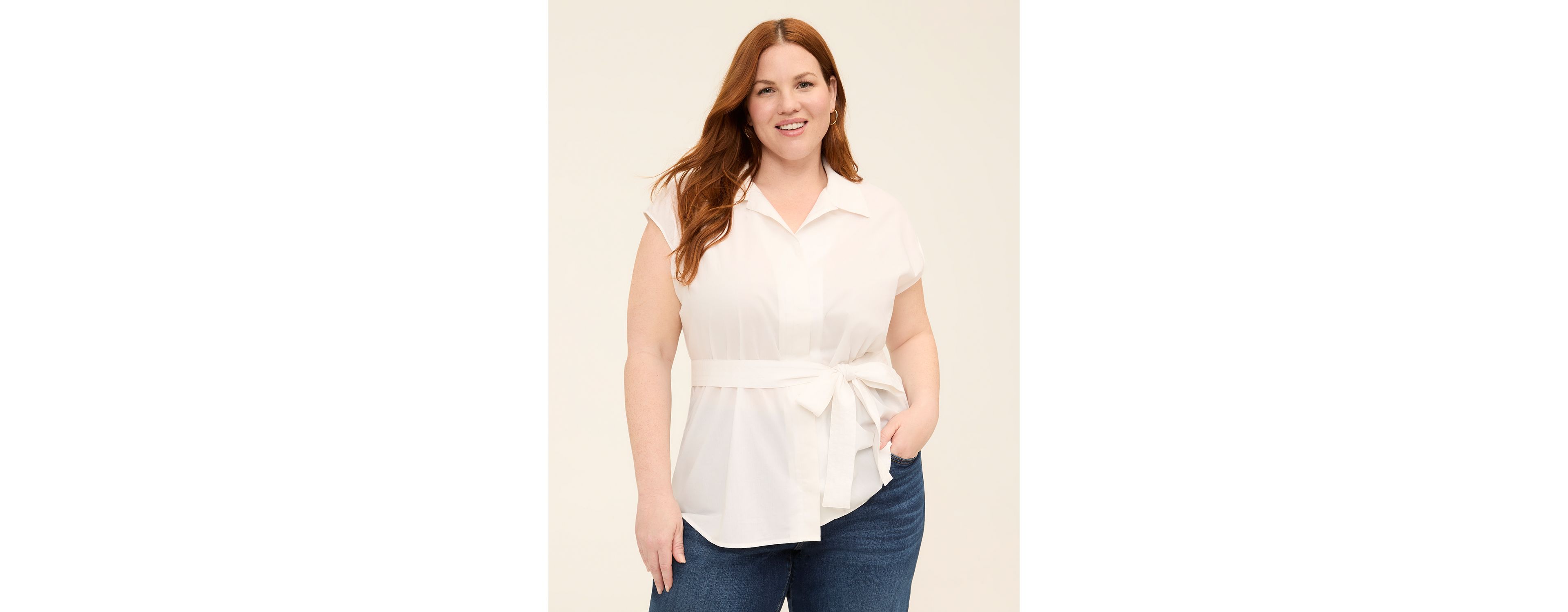 Relaxed Dolman-Sleeve Button-Front Blouse