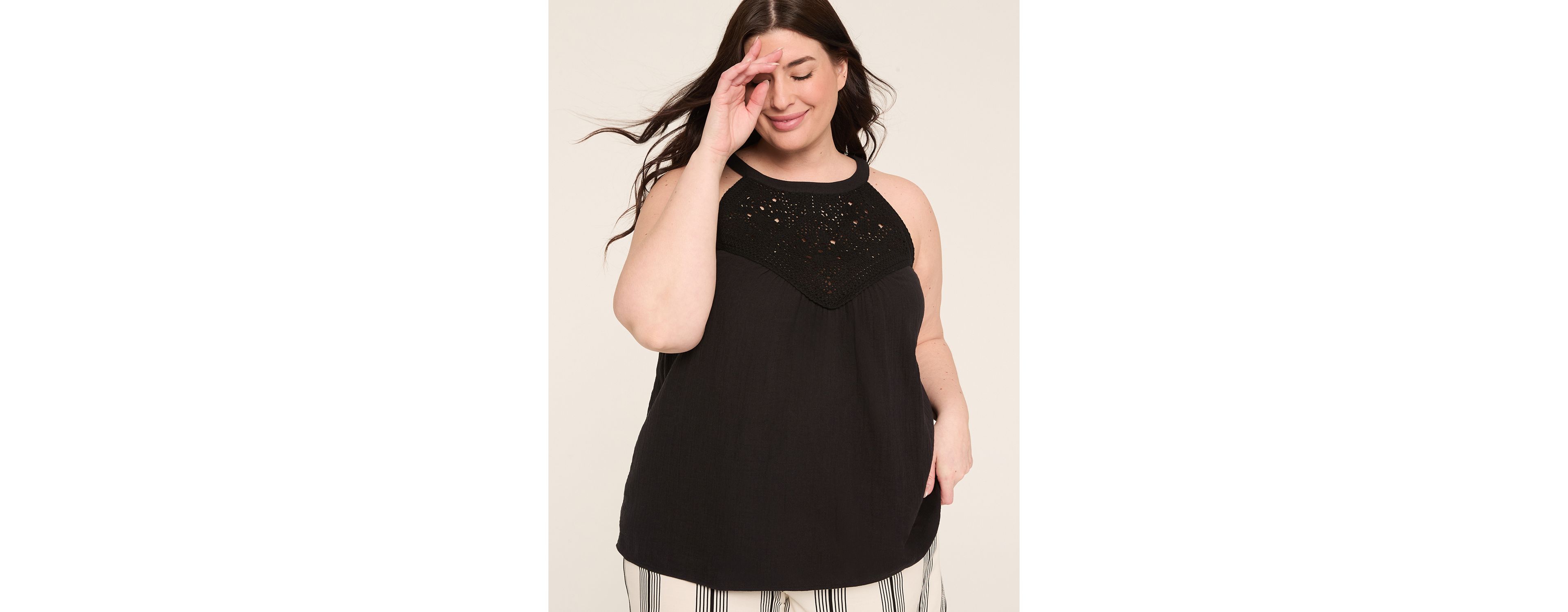 Crochet-Yoke Halter-Neck Top
