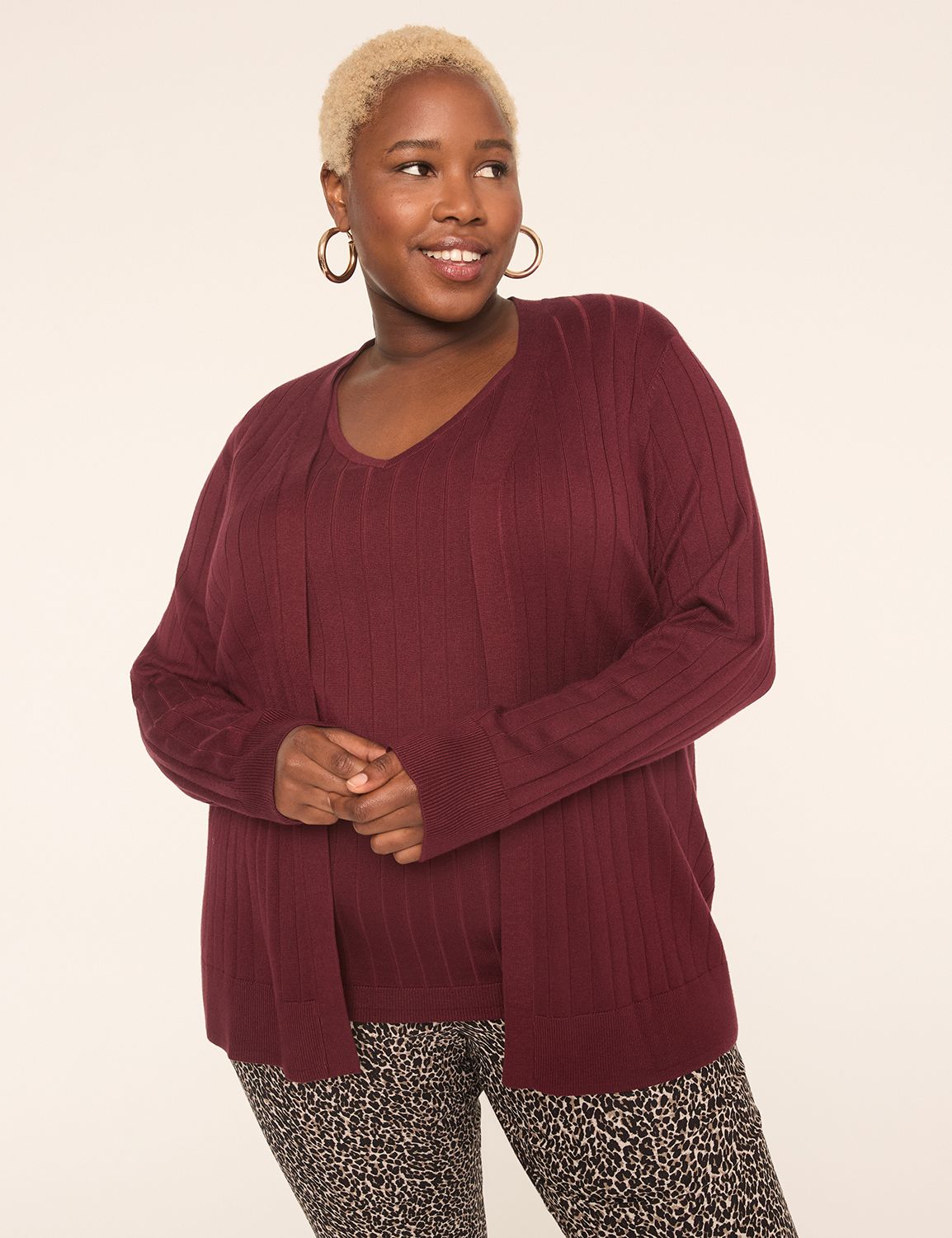 Modern Ribbed Long-Sleeve Open-Front Cardigan