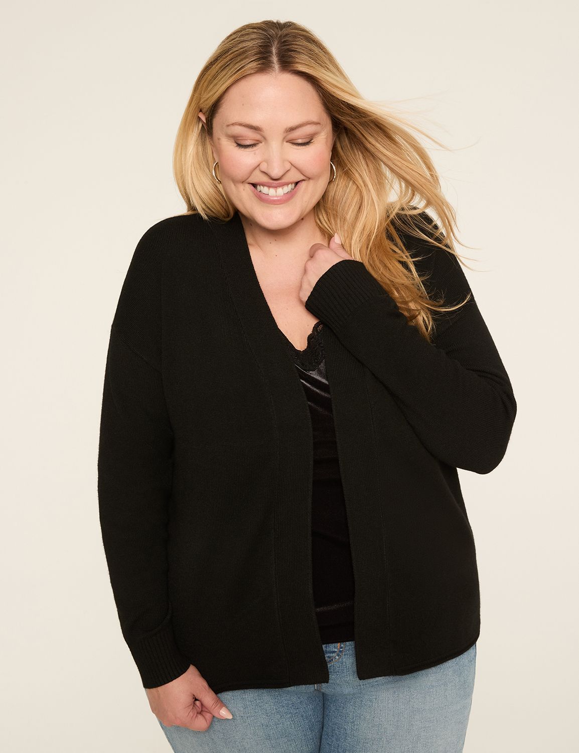 Long-Sleeve Open-Front Cardigan