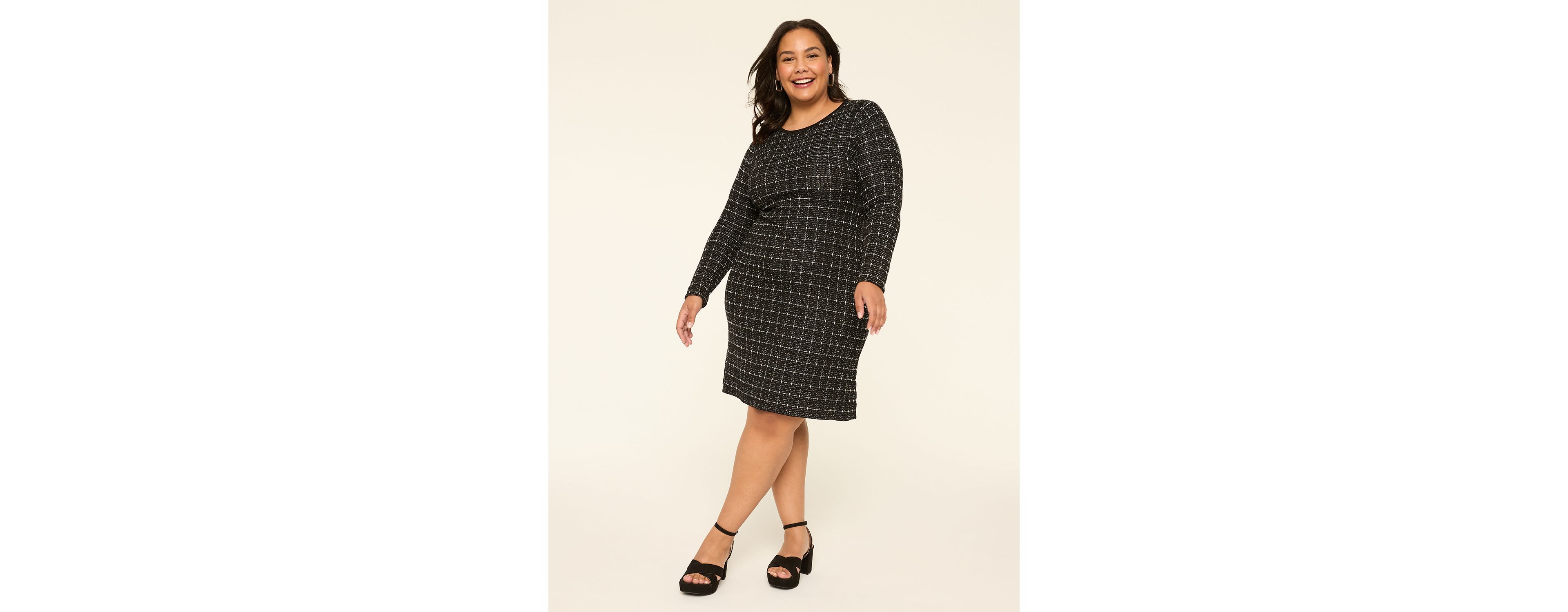 Long-Sleeve Crew-Neck Sweater Dress