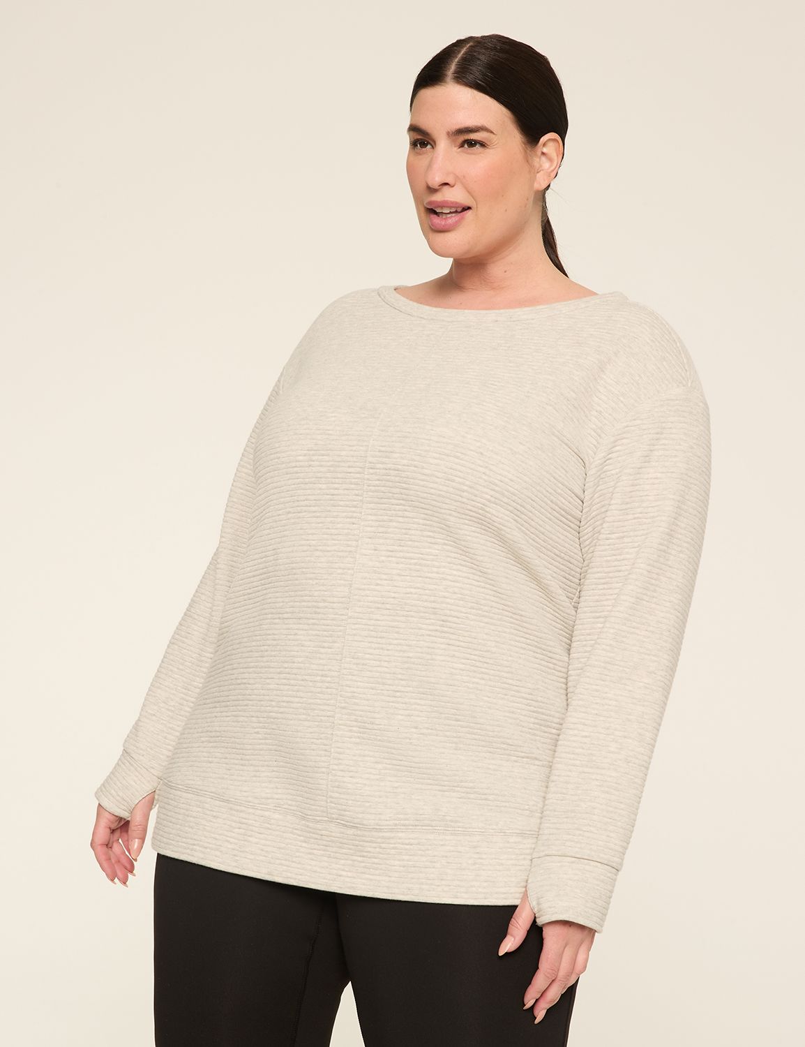LIVI Long-Sleeve Boatneck Textured Top