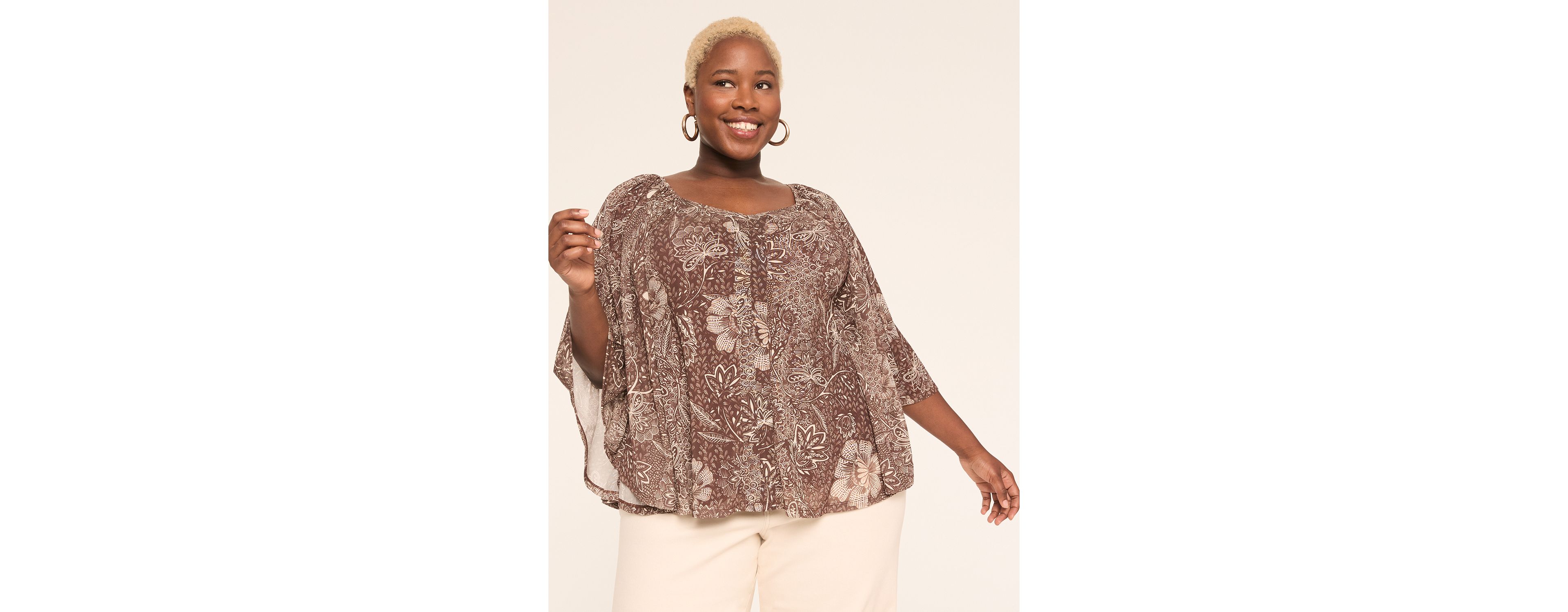 Mesh V-Neck Circle Drama Top