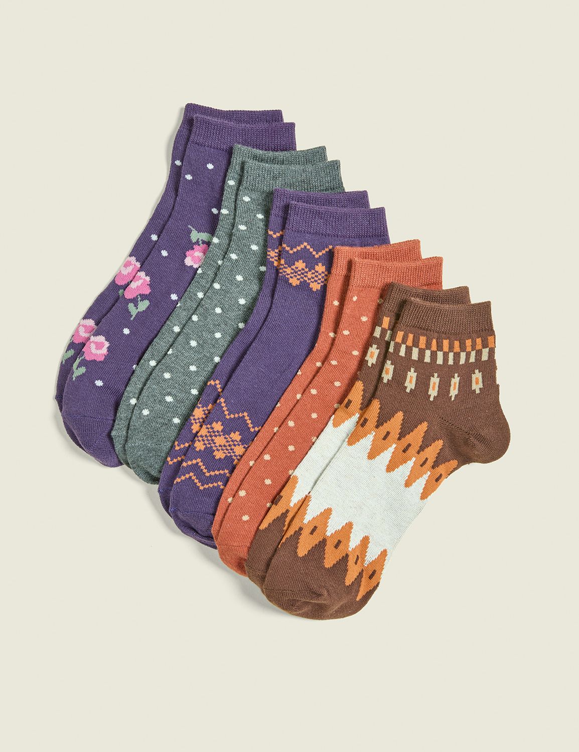 5-Pack Ankle Socks - Fall Floral