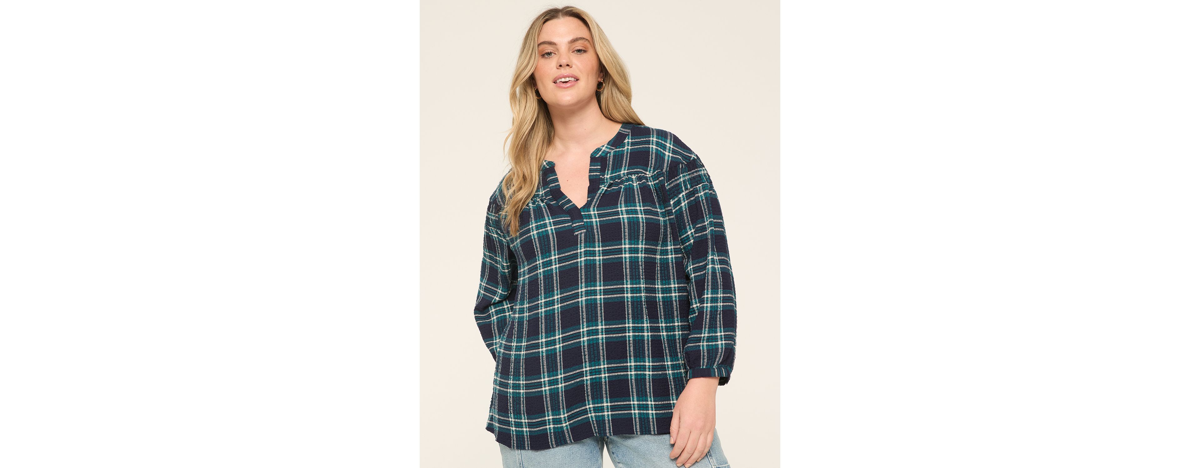Bracelet-Sleeve Popover Blouse