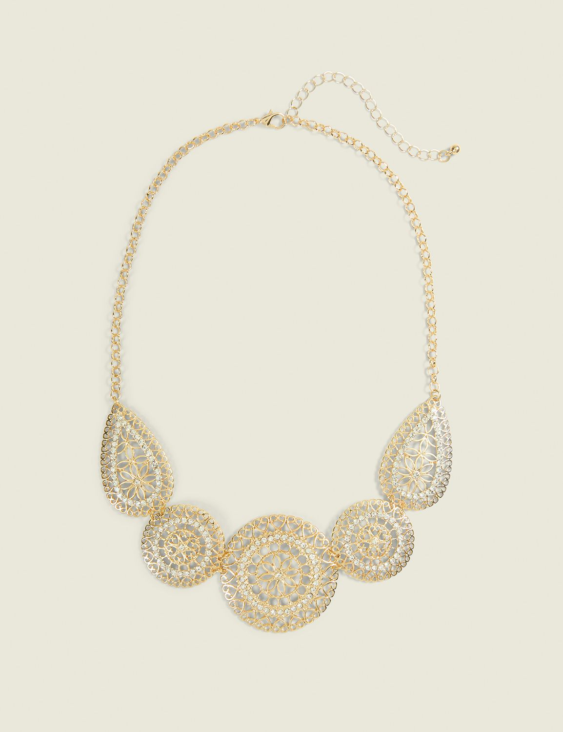 Goldtone Pave Filigree Necklace