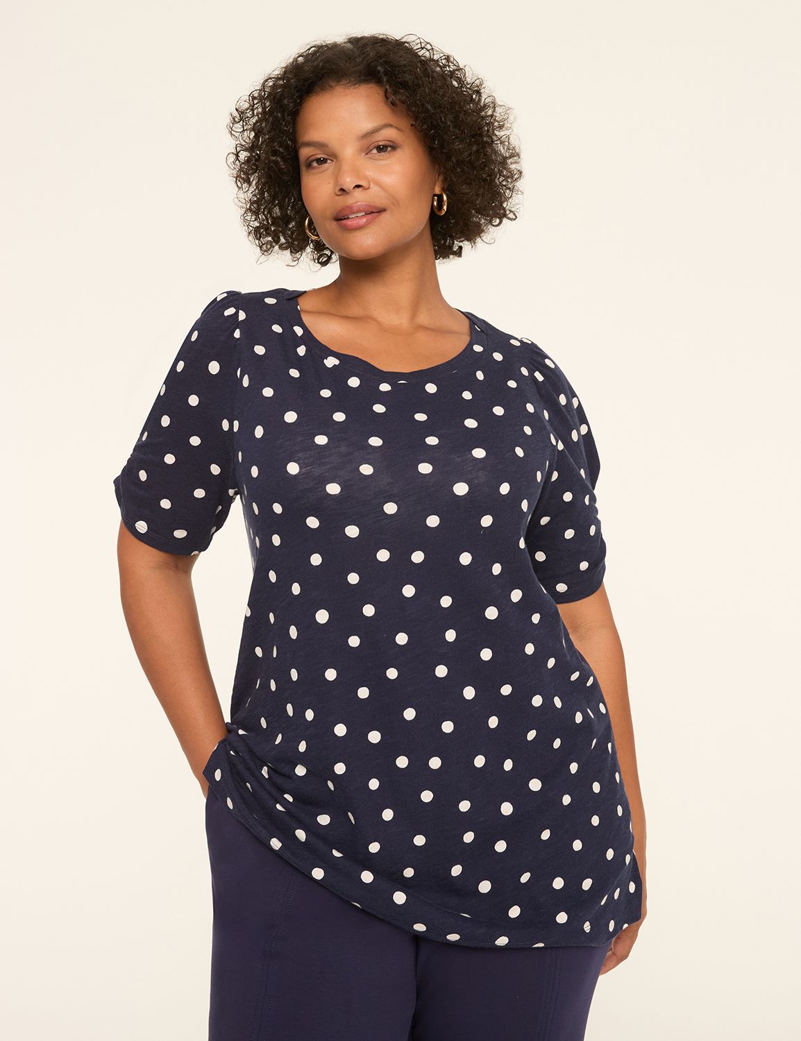 Elbow-Sleeve Boatneck Top