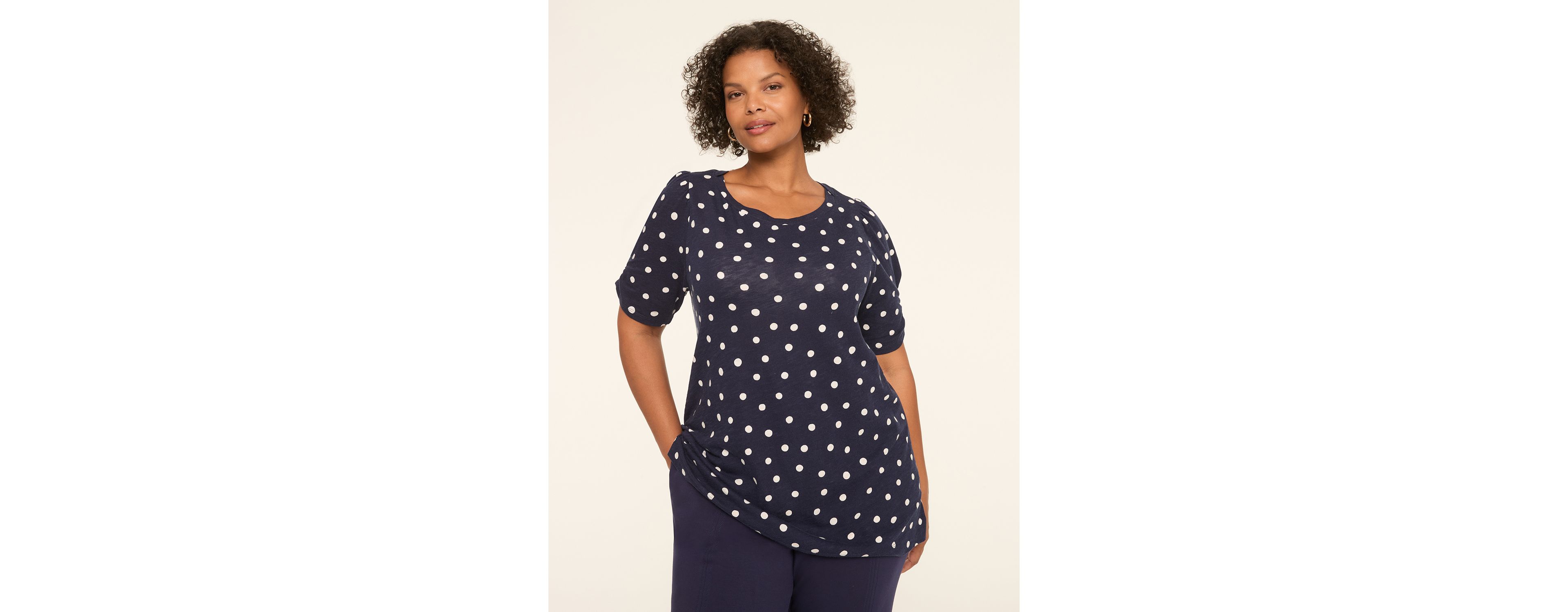 Elbow-Sleeve Boatneck Top