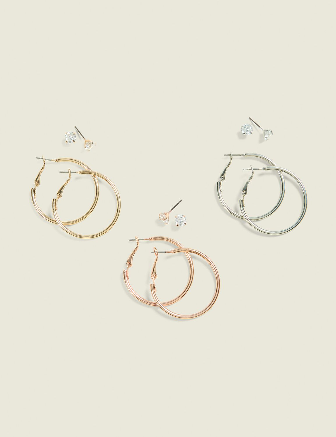 Mixed Metal Hoop & CZ Earring Pack