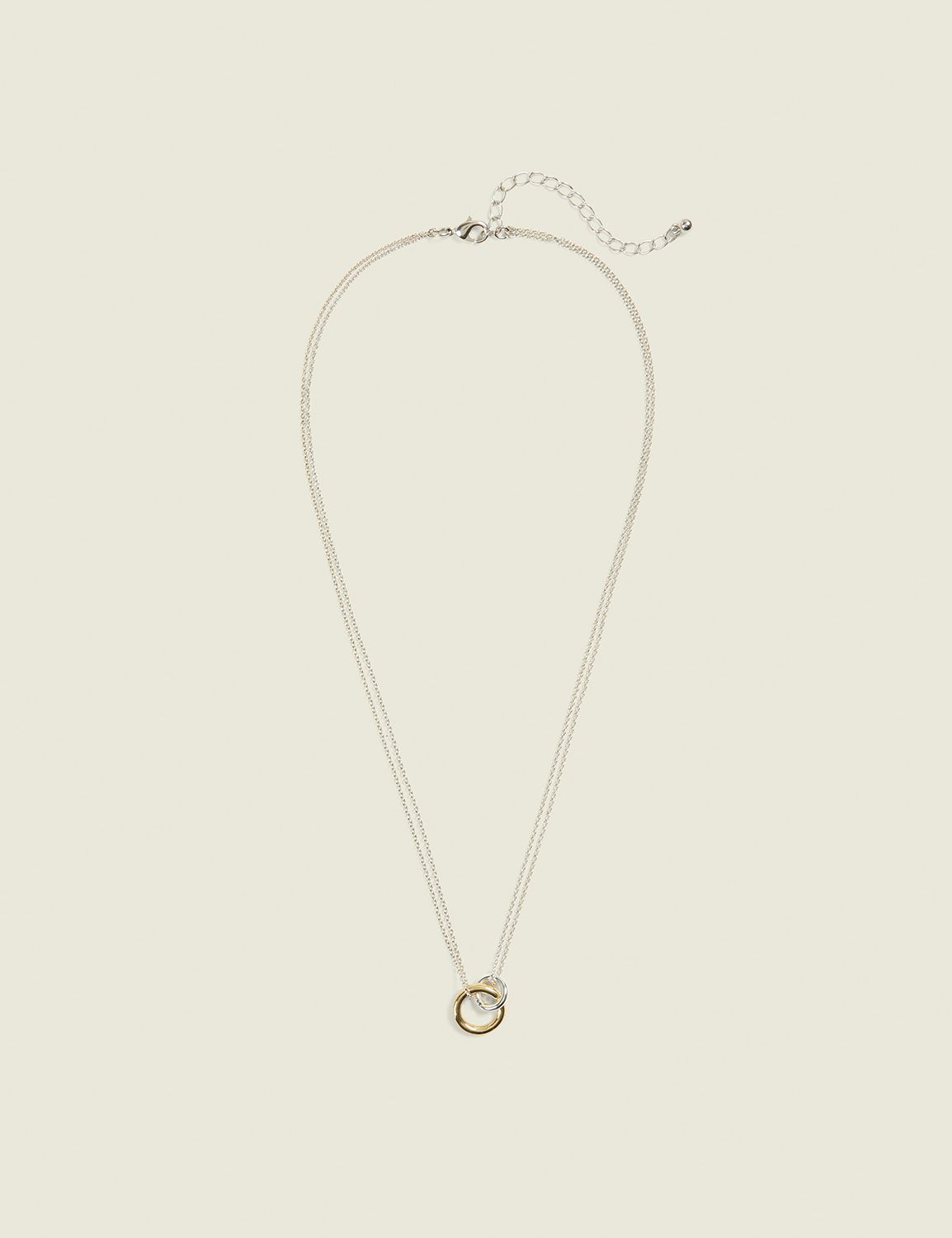 Mixed Metal Interlock Single Row Necklace