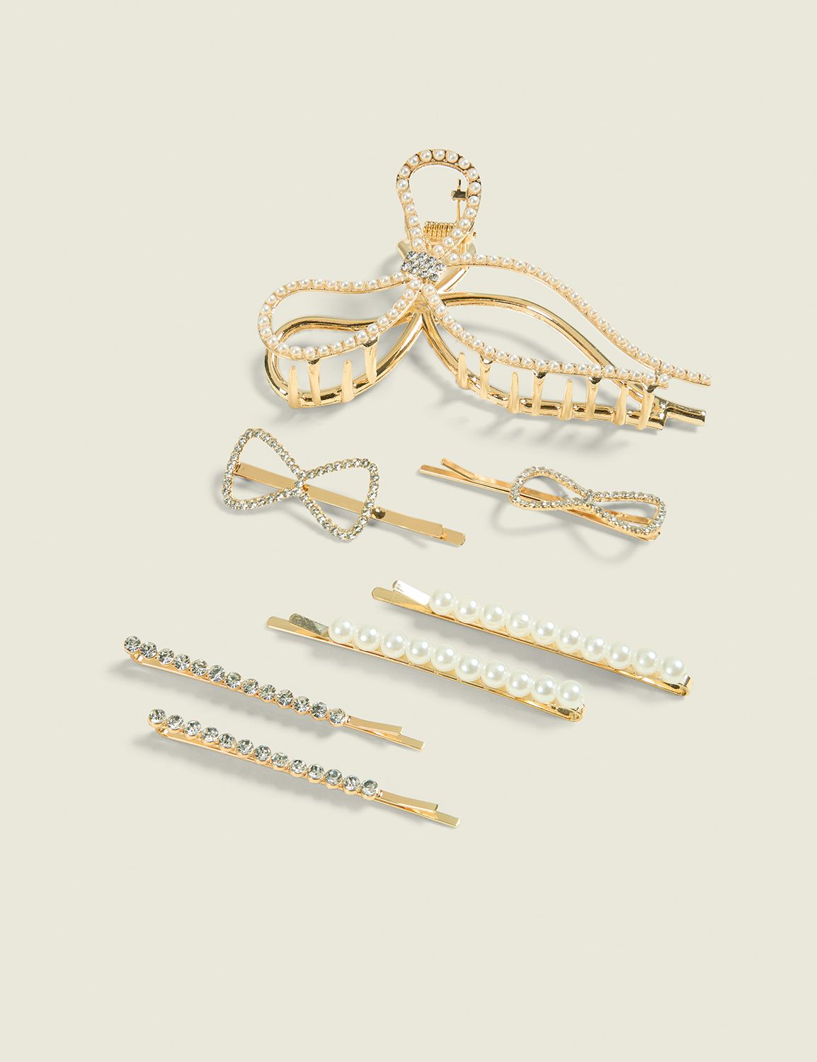 Embellished Bow Hair Clip Set