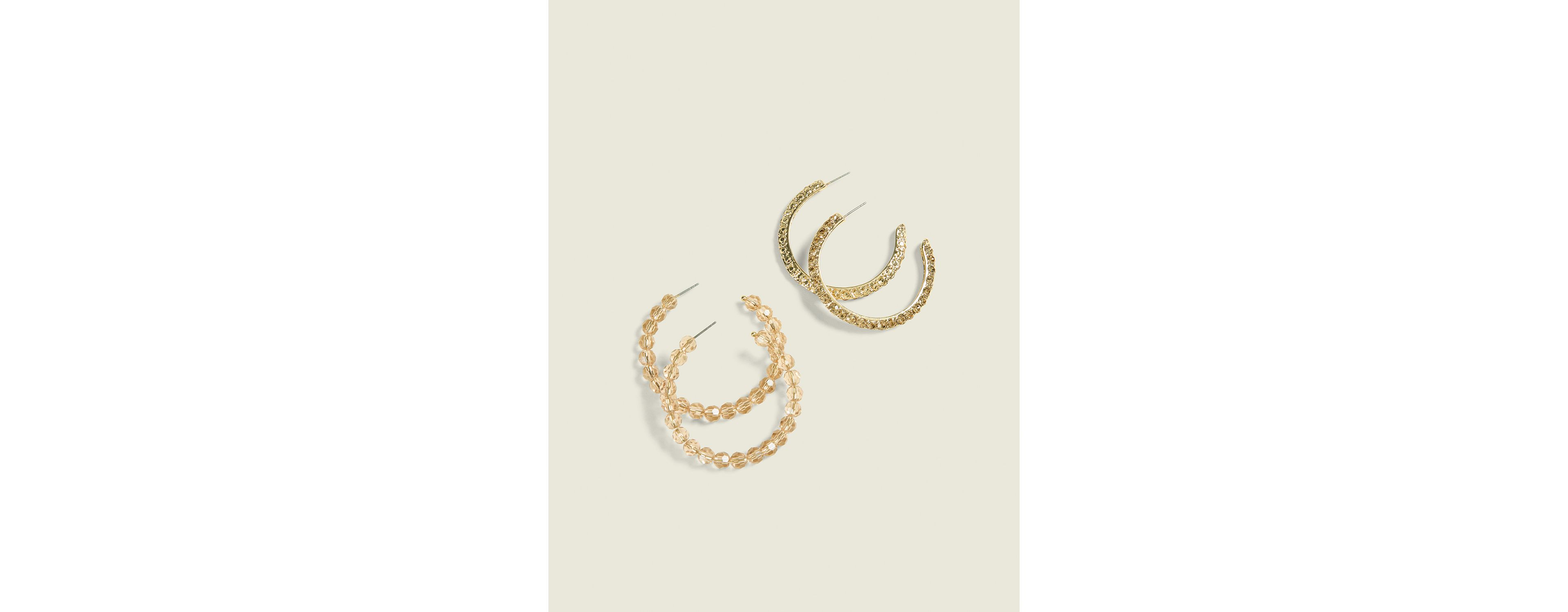 Neutral & Pave Bead Hoop Earring 2-Pack