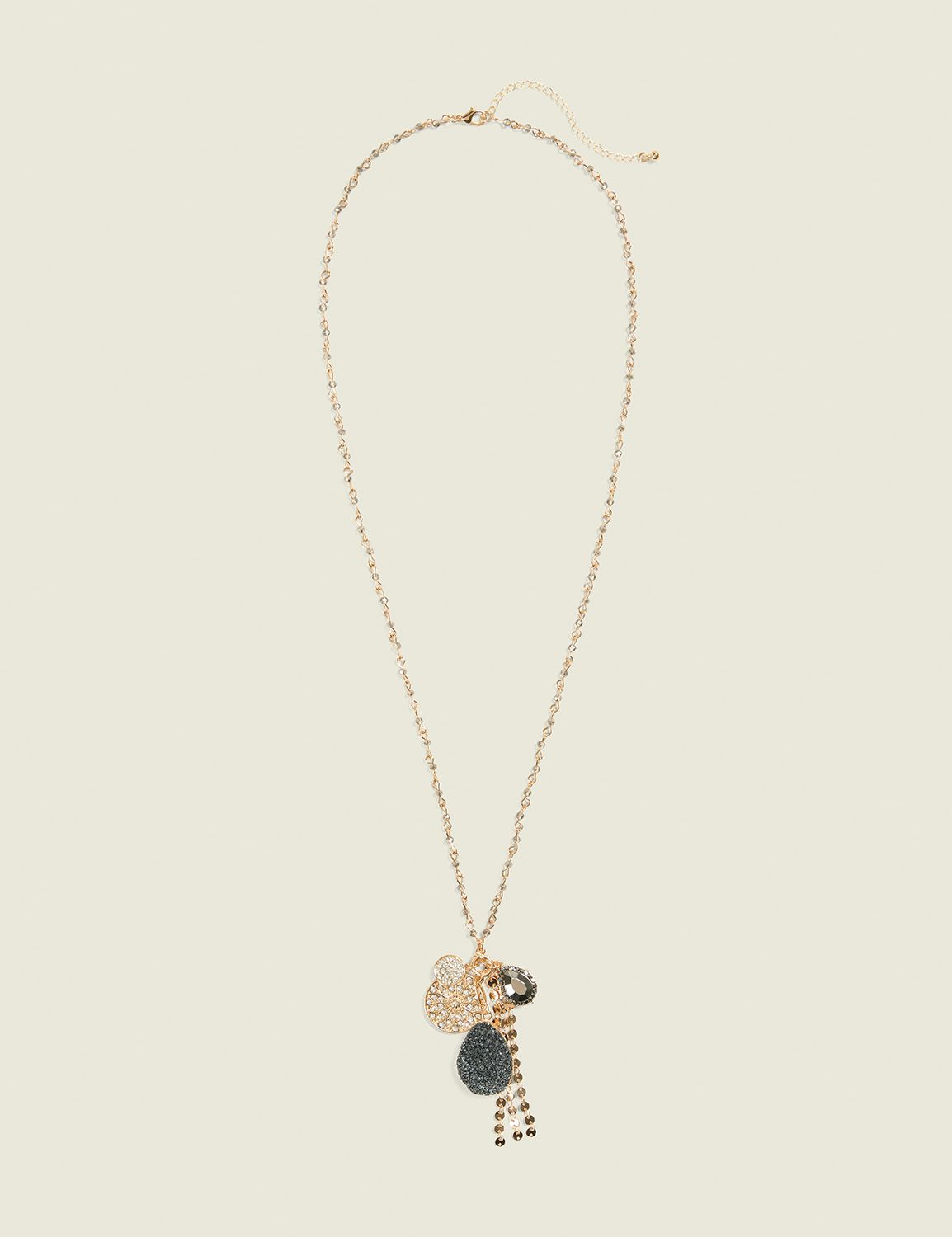 Black Druzy Charm Pendant Necklace