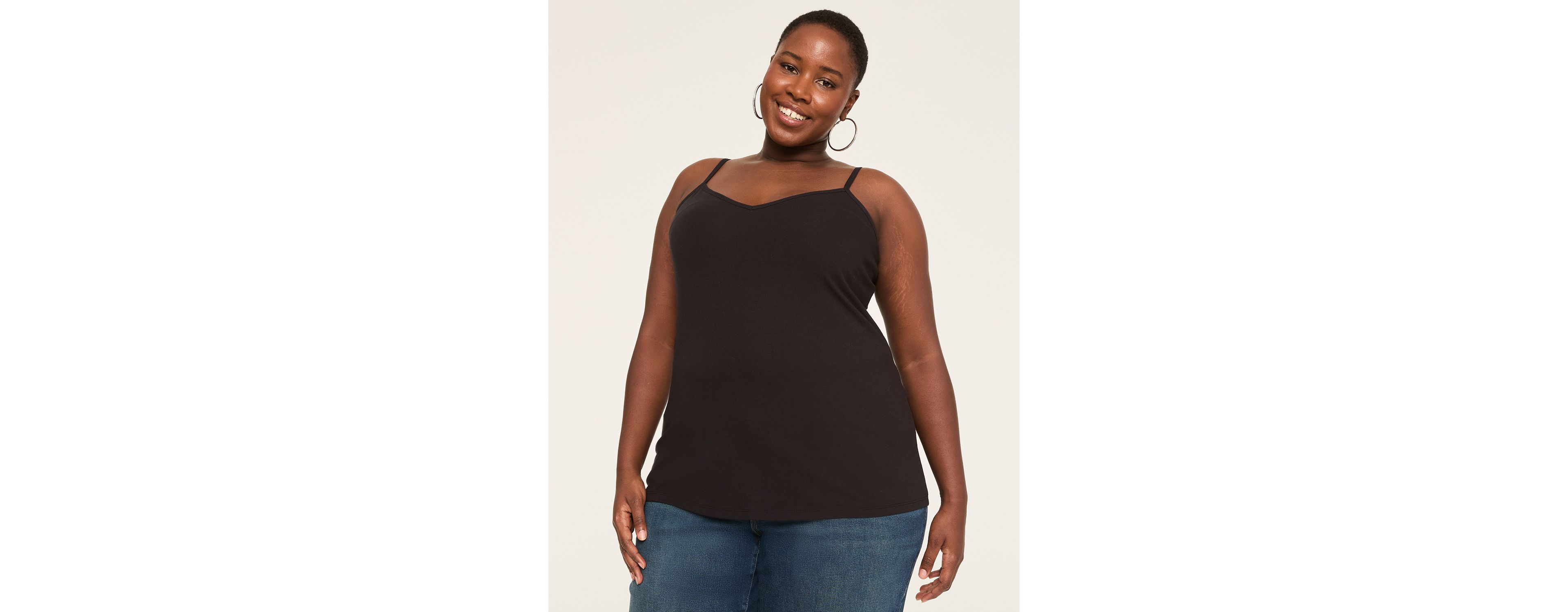 V-Neck Body-Skimming Cami With Shelf Bra