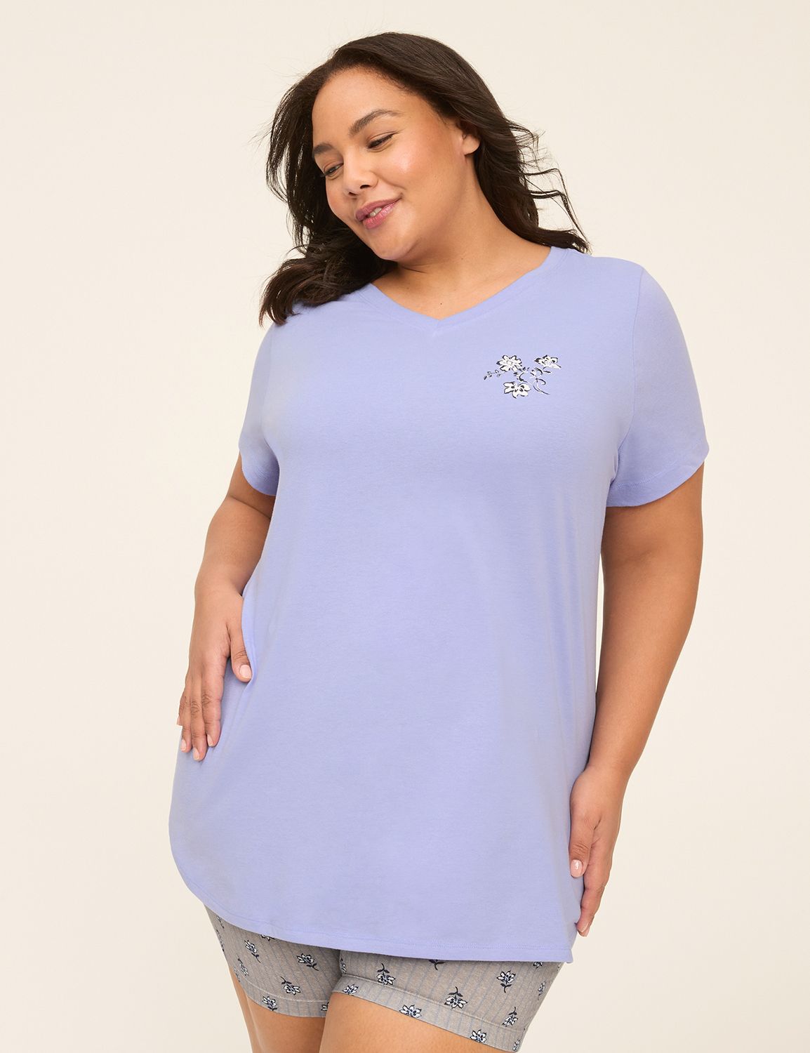 Comfy Cotton Tunic Tee & Bike Short PJ Set