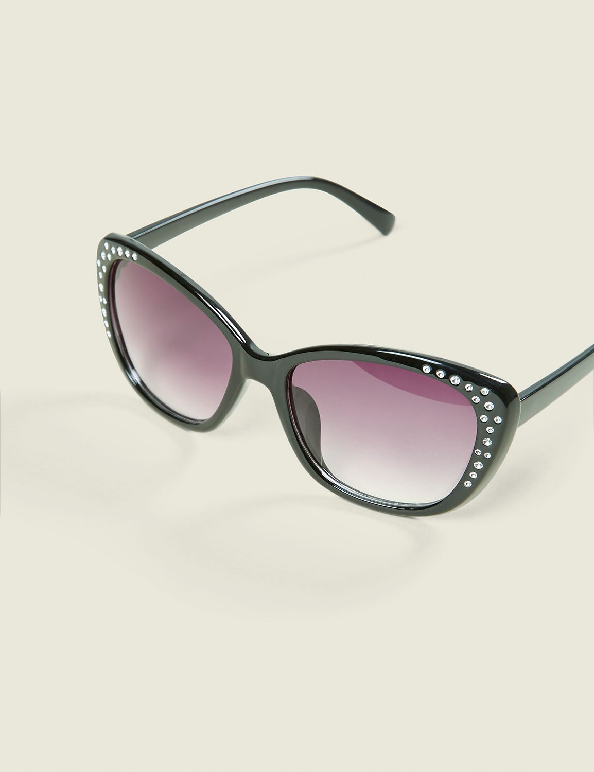 Black Oval Sunglasses with Embellishment