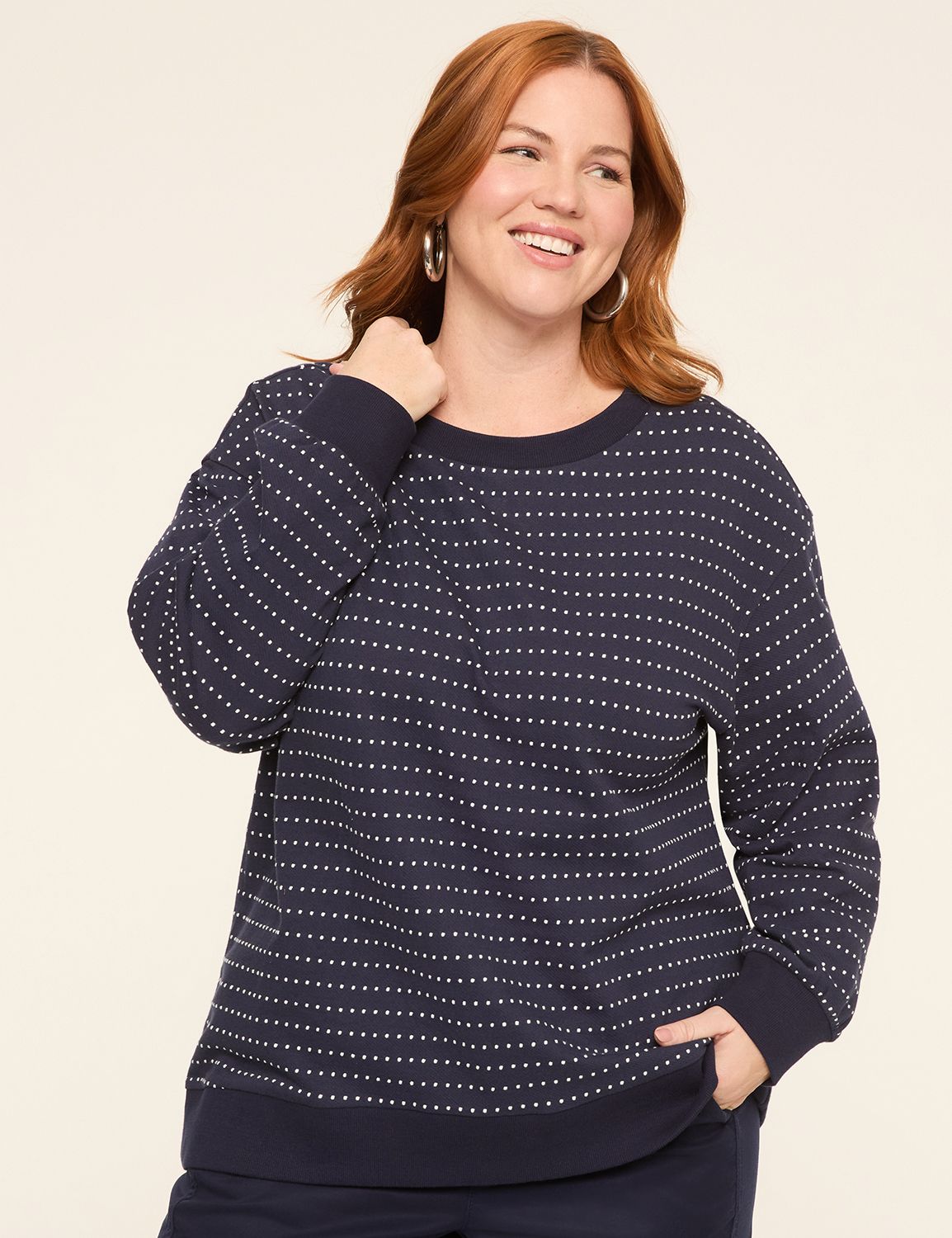 LIVI Long Sleeve Boatneck French Terry Top