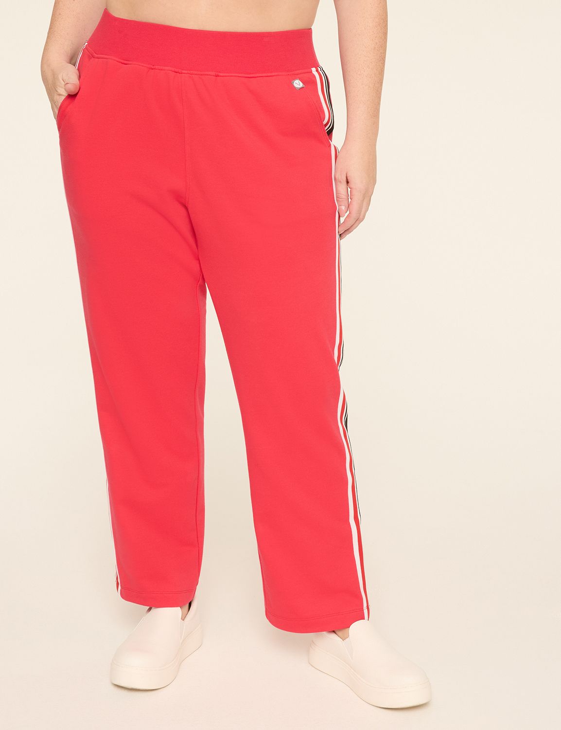 LIVI Mid Rise French Terry Classic Full Length Straight Leg Pant