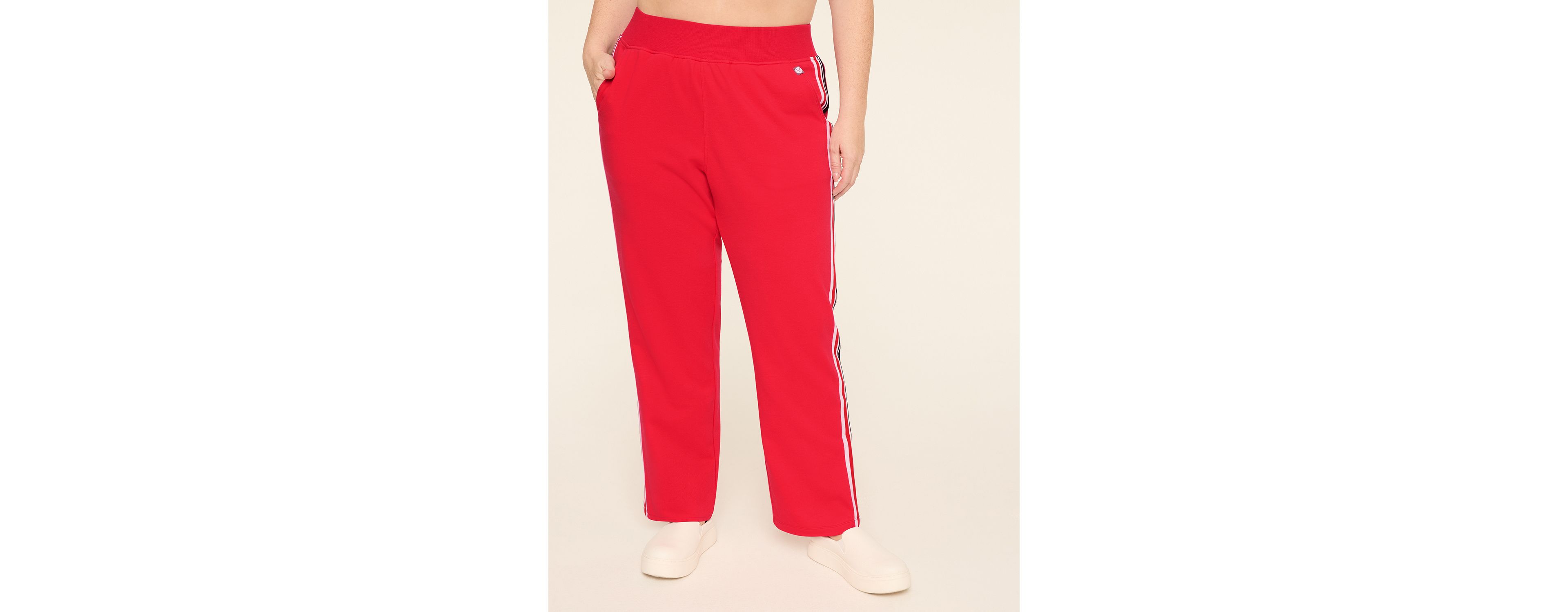 LIVI Mid Rise French Terry Classic Full Length Straight Leg Pant
