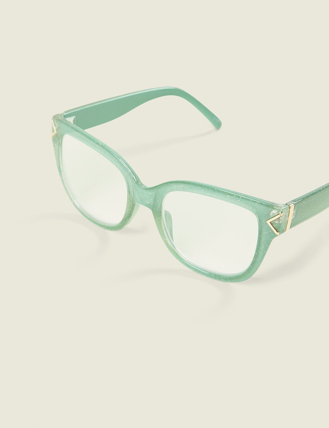 Green Glitter Square Reader Glasses