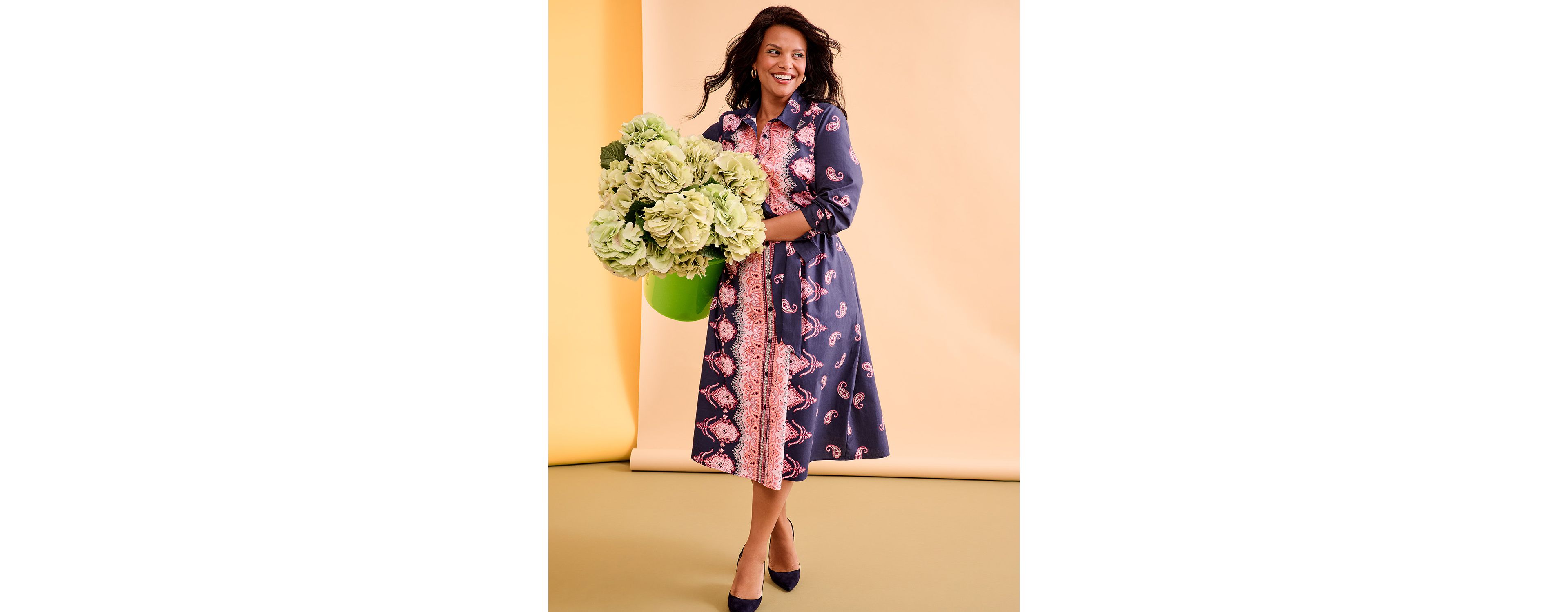 Long-Sleeve Midi Shirt Dress