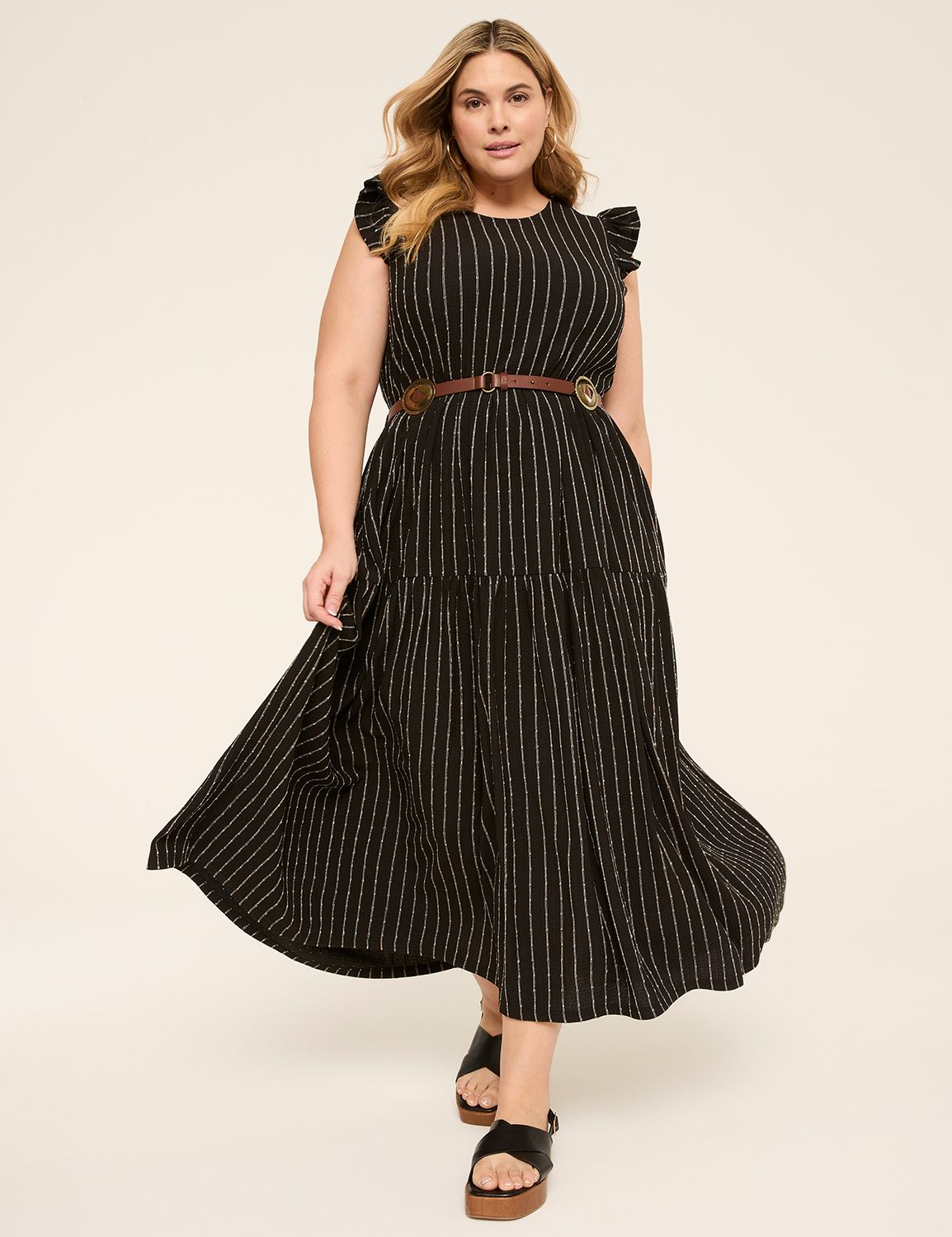 Short-Sleeve Crew-Neck Maxi Dress