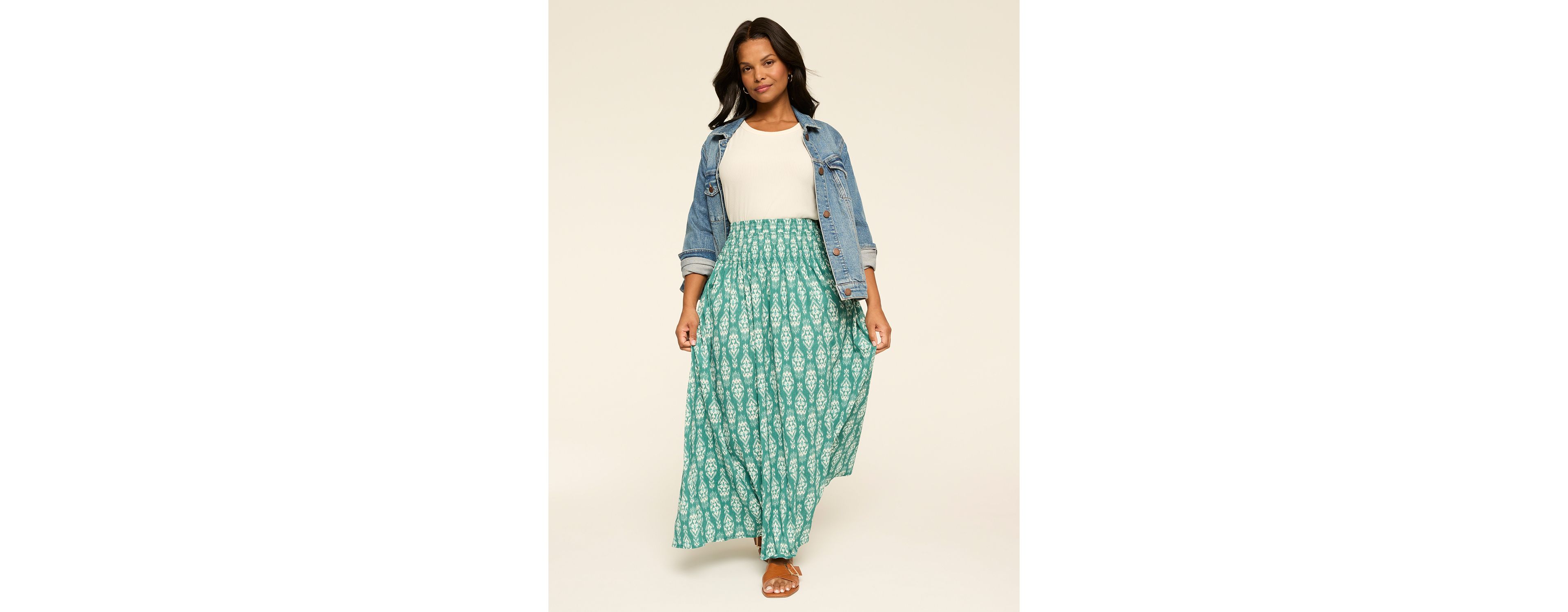 Smocked Waist Maxi Skirt