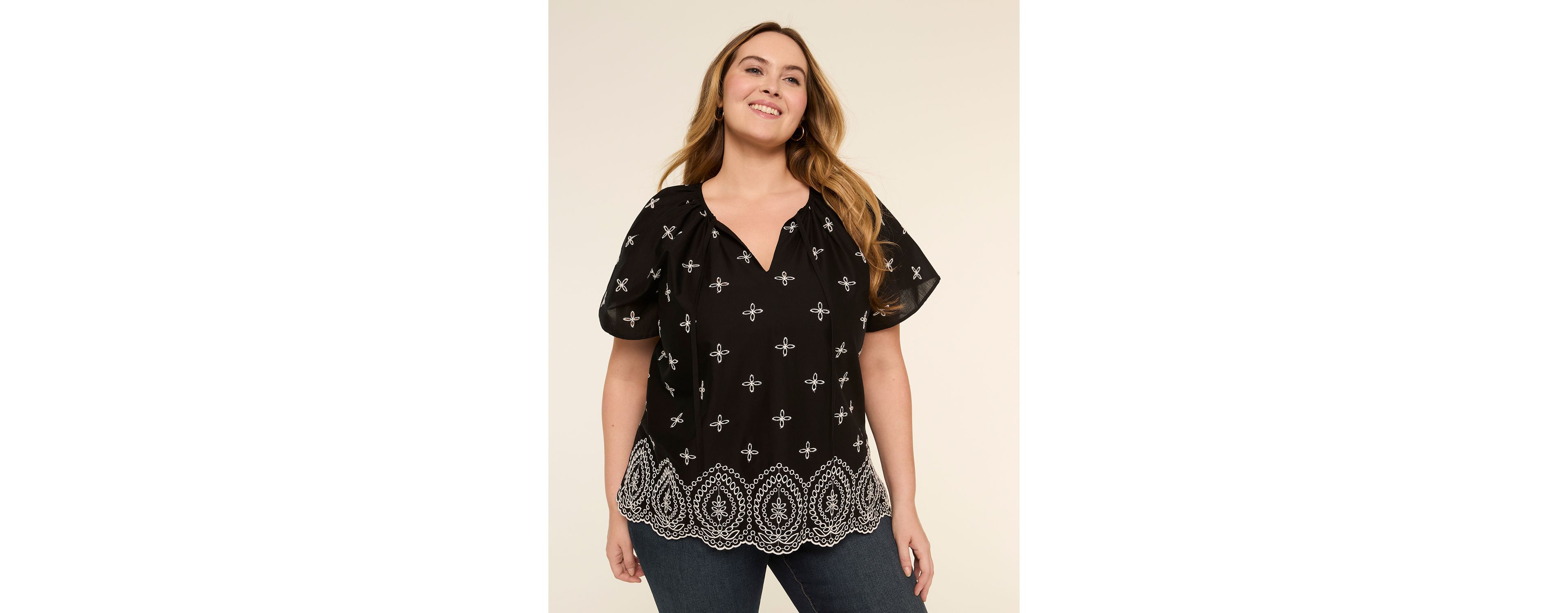 Flutter-Sleeve Swing Blouse