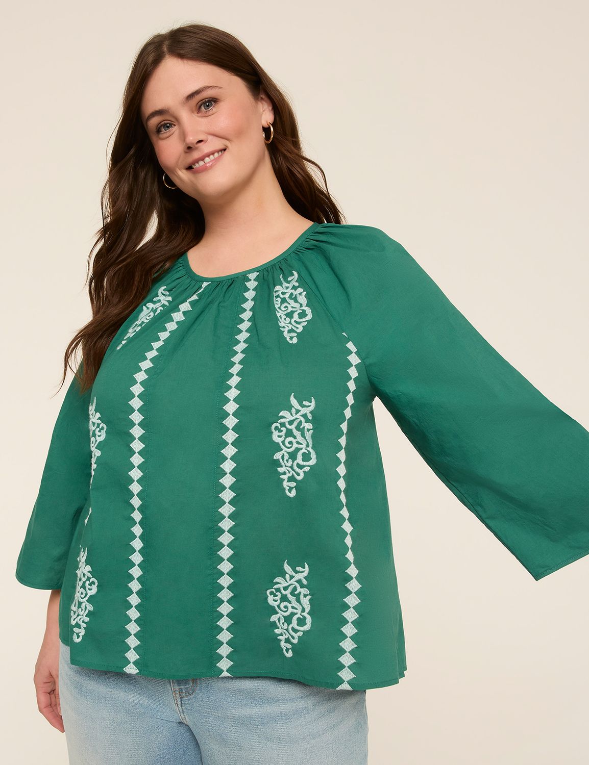 Bracelet Sleeve Embroidered Blouse
