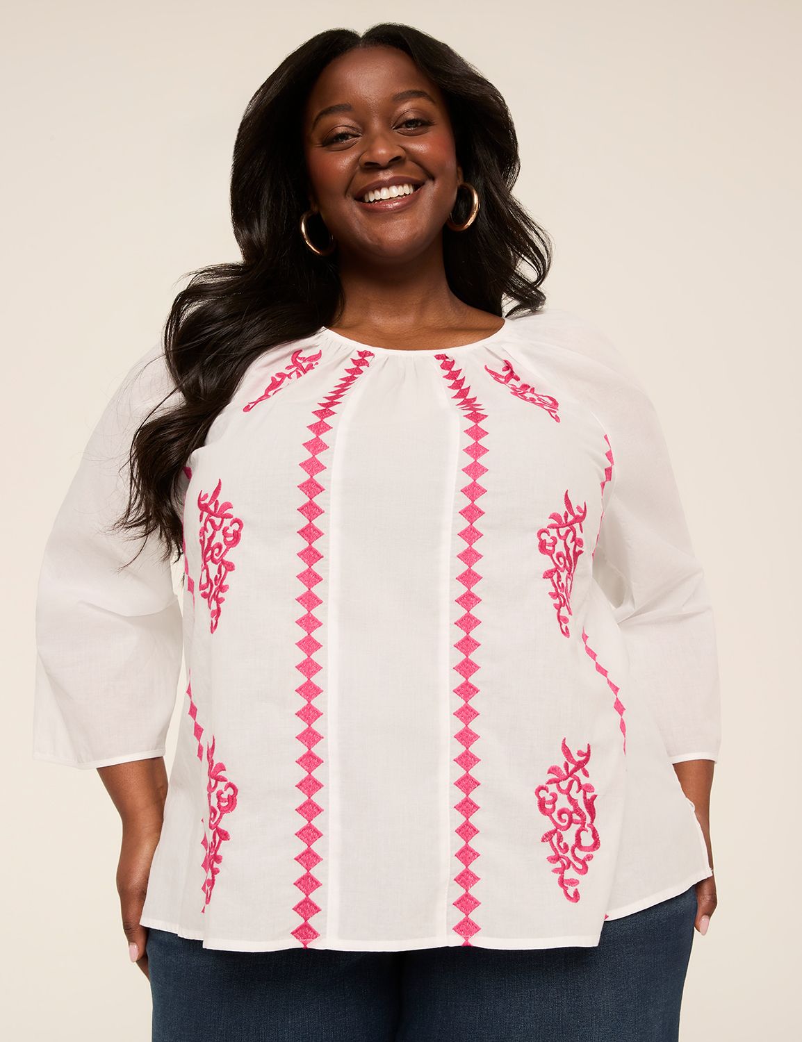 Bracelet Sleeve Embroidered Blouse